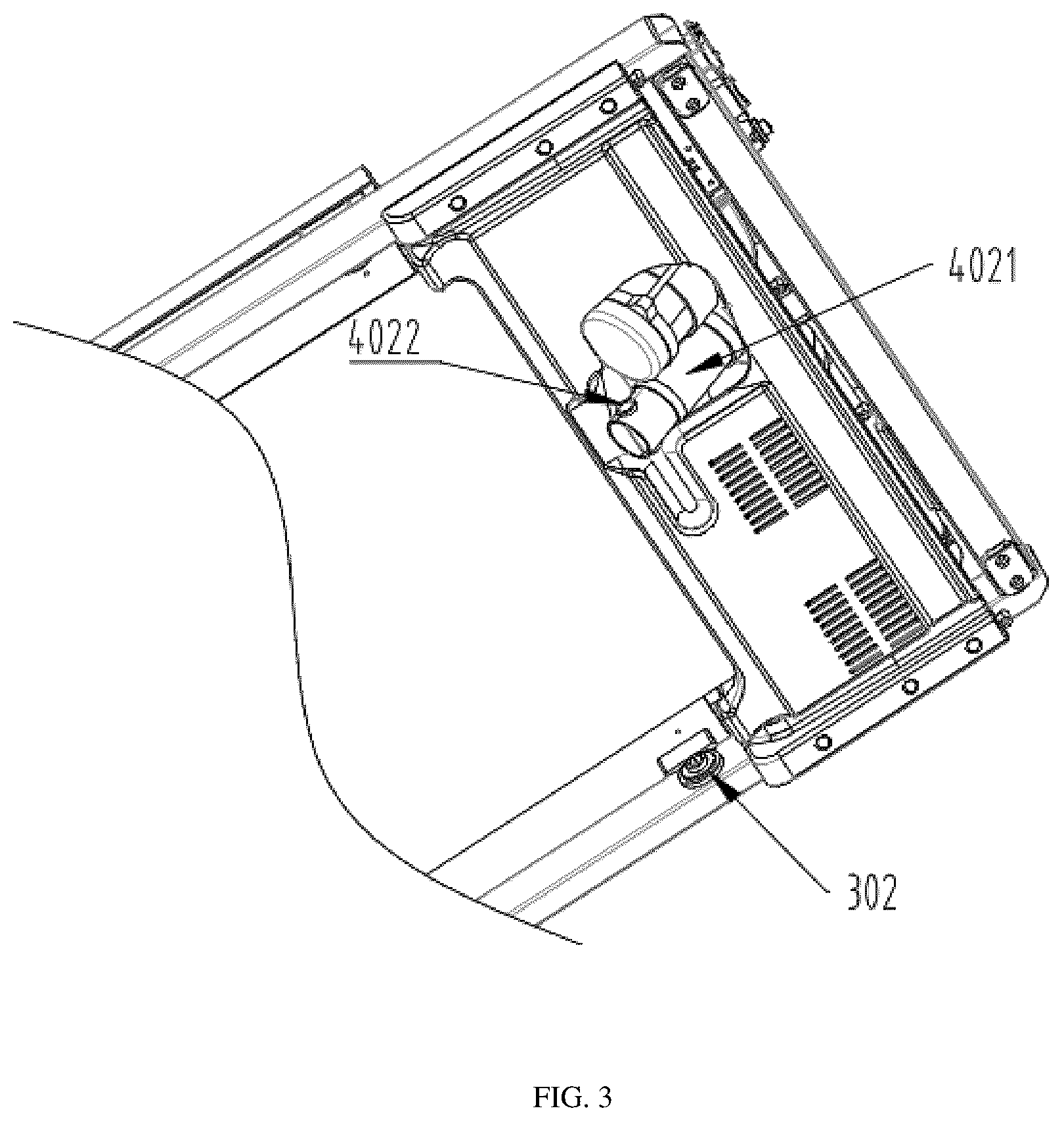 Patent US12318658 Figure 2 – Automatic chassis lifting mechanism for treadmill