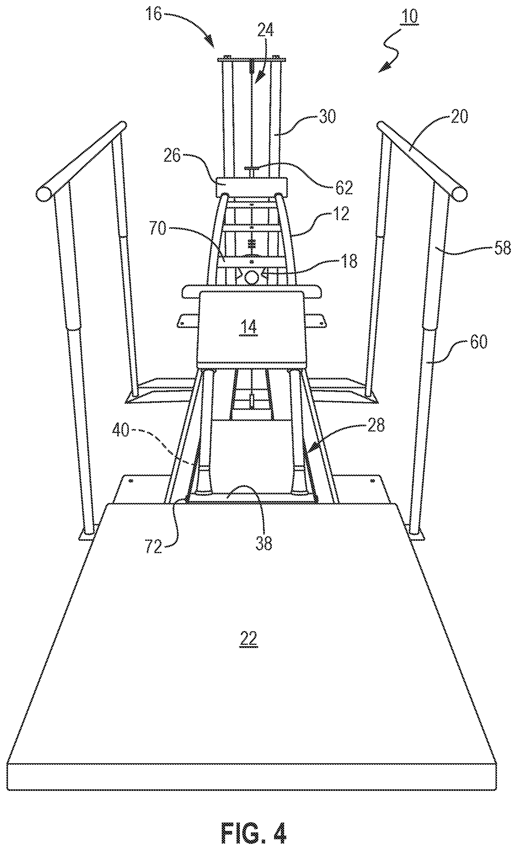 Patent US12318659 Figure 4 – Arcing exercise station for legs