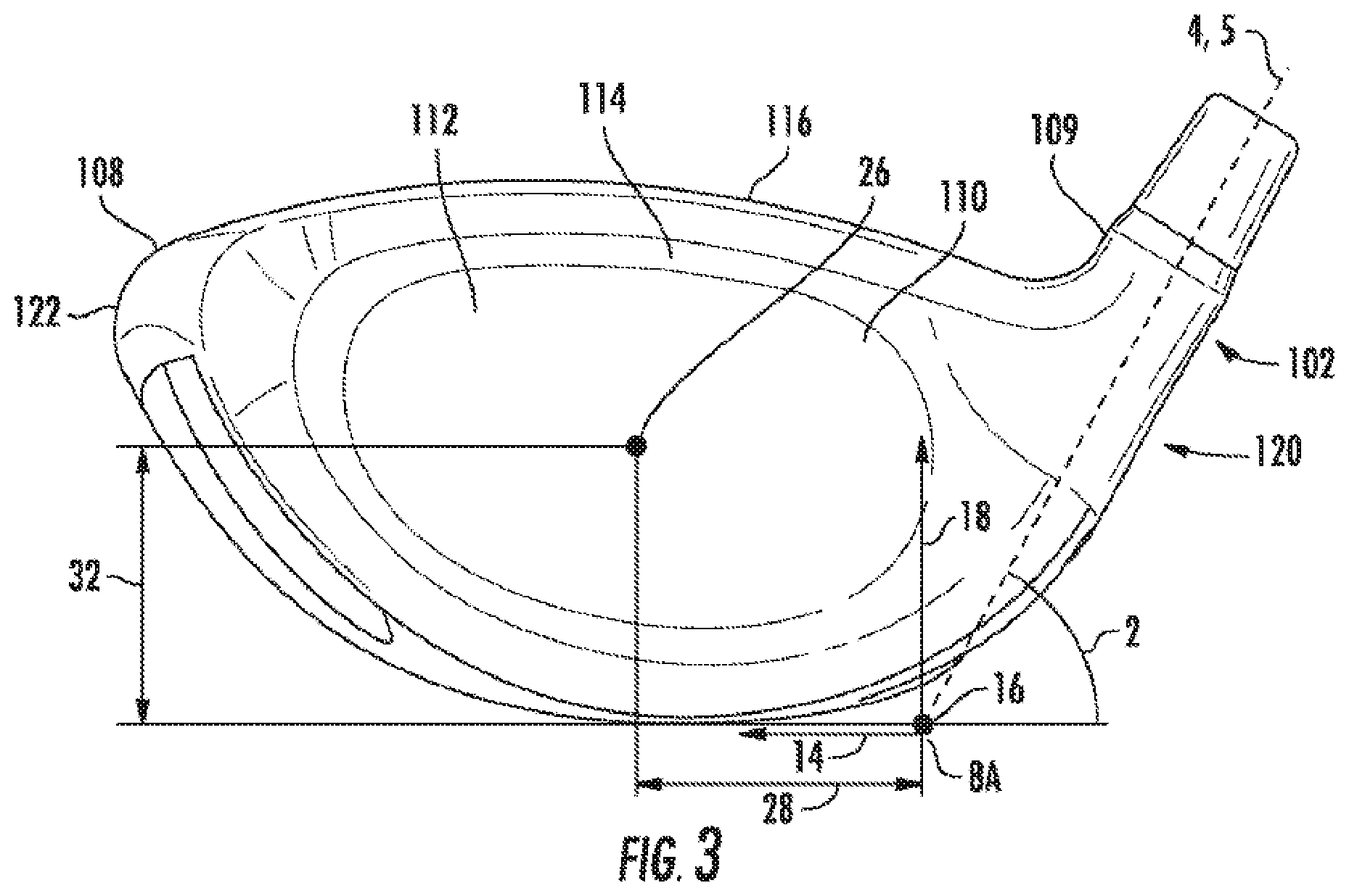 Patent US12318668 Figure 3 – Golf club head or other ball striking device having impact-influencing body features