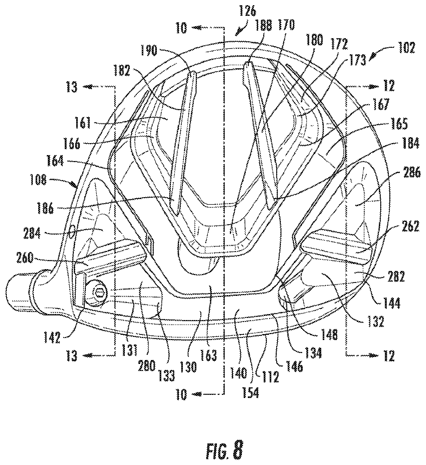 Patent US12318668 Figure 8 – Golf club head or other ball striking device having impact-influencing body features
