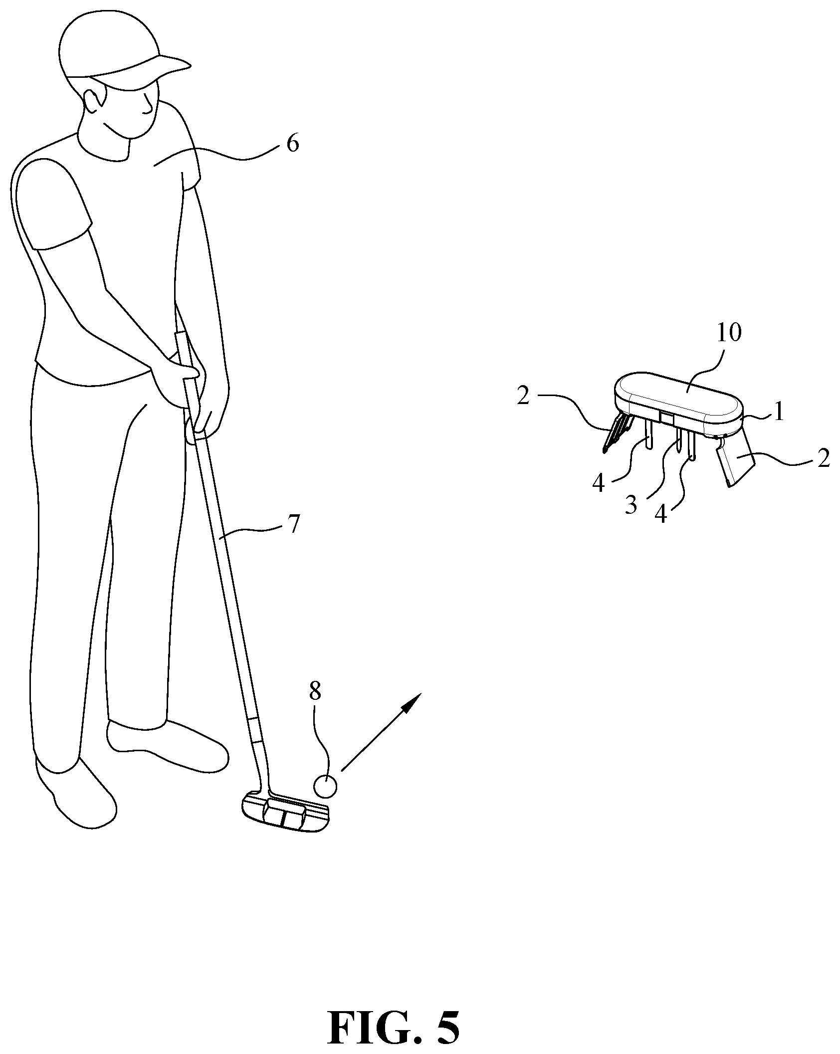 Patent US12318671 Figure 5 – Golf putting practice device