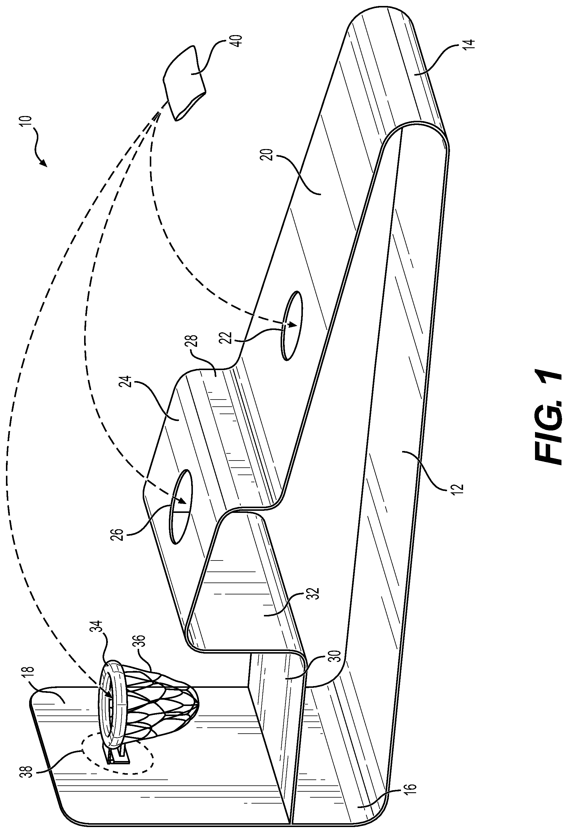 Patent US12318673 Figure 1 – Target board for bean bag toss game