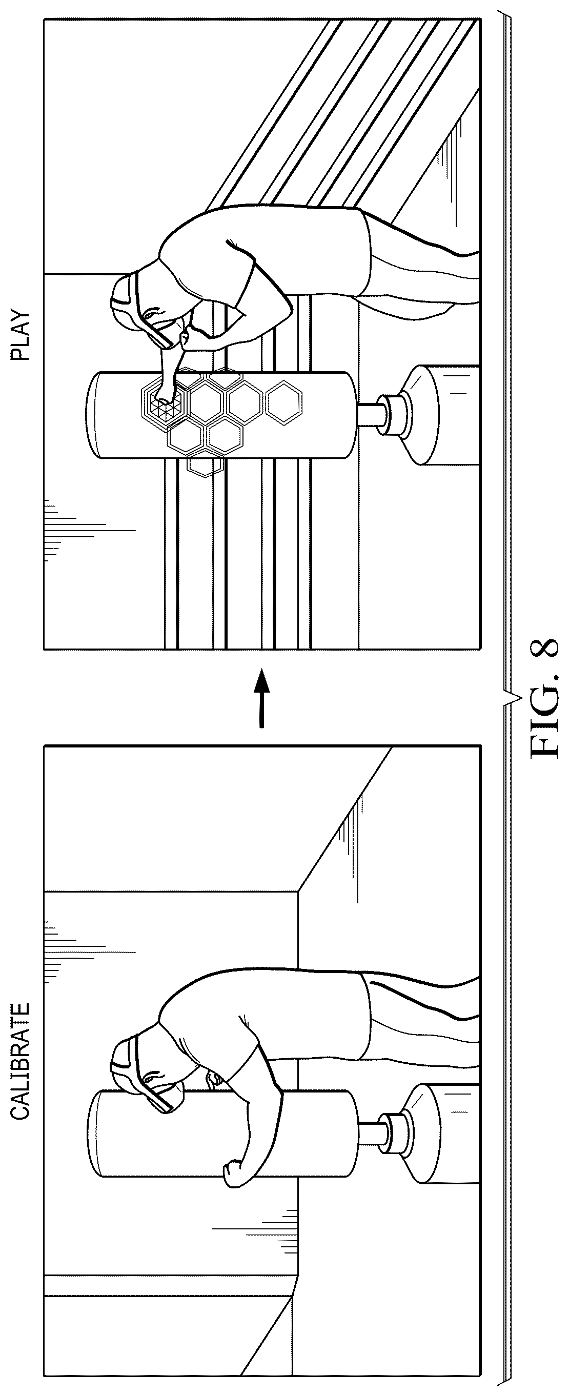 Patent US12318678 Figure 8 – Embedding a trainer in virtual reality (VR) environment for real-time coaching, accountability and feedback
