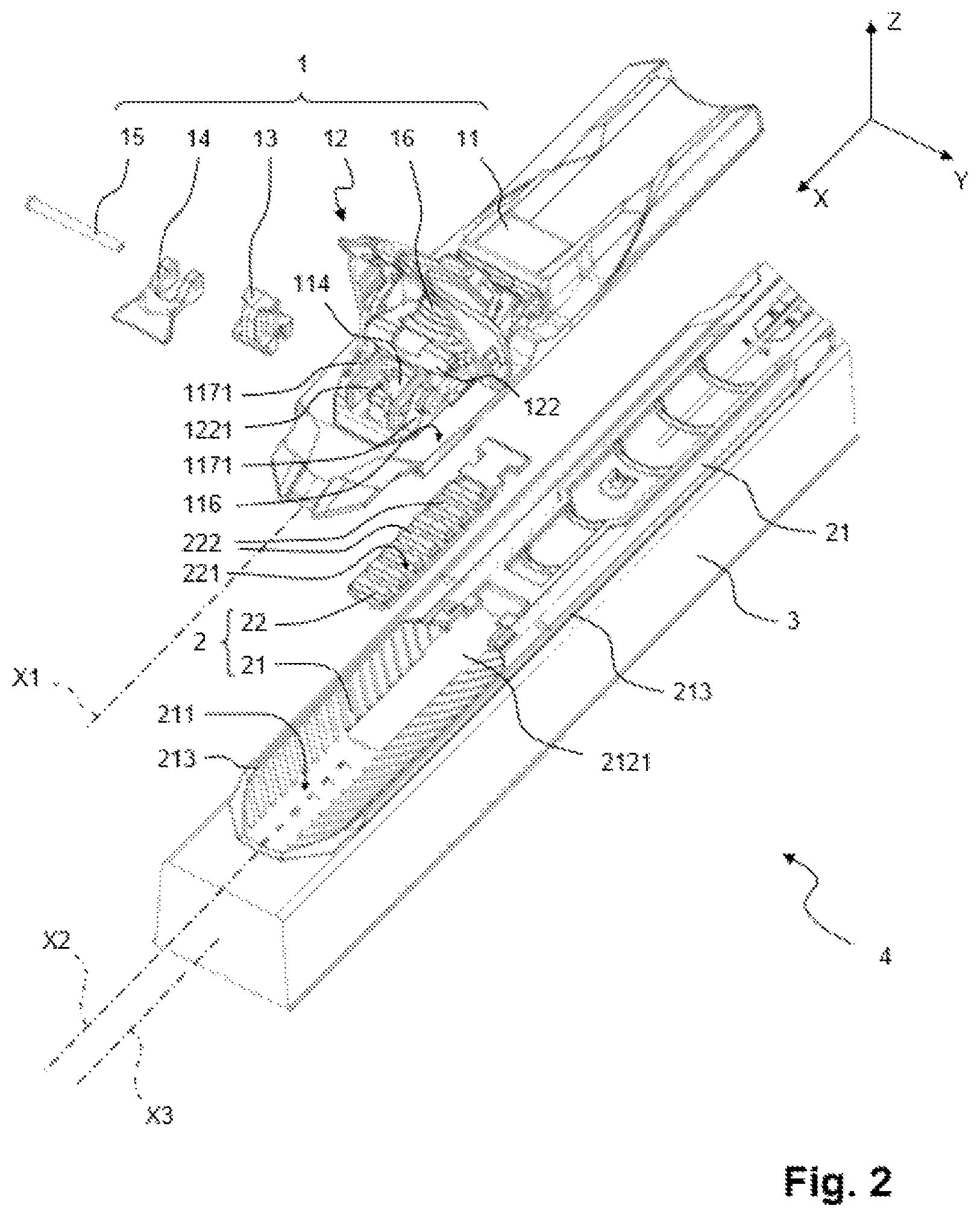 Patent US12318679 Figure 2 – Device for retaining a boot on a gliding board and gliding apparatus comprising such a device