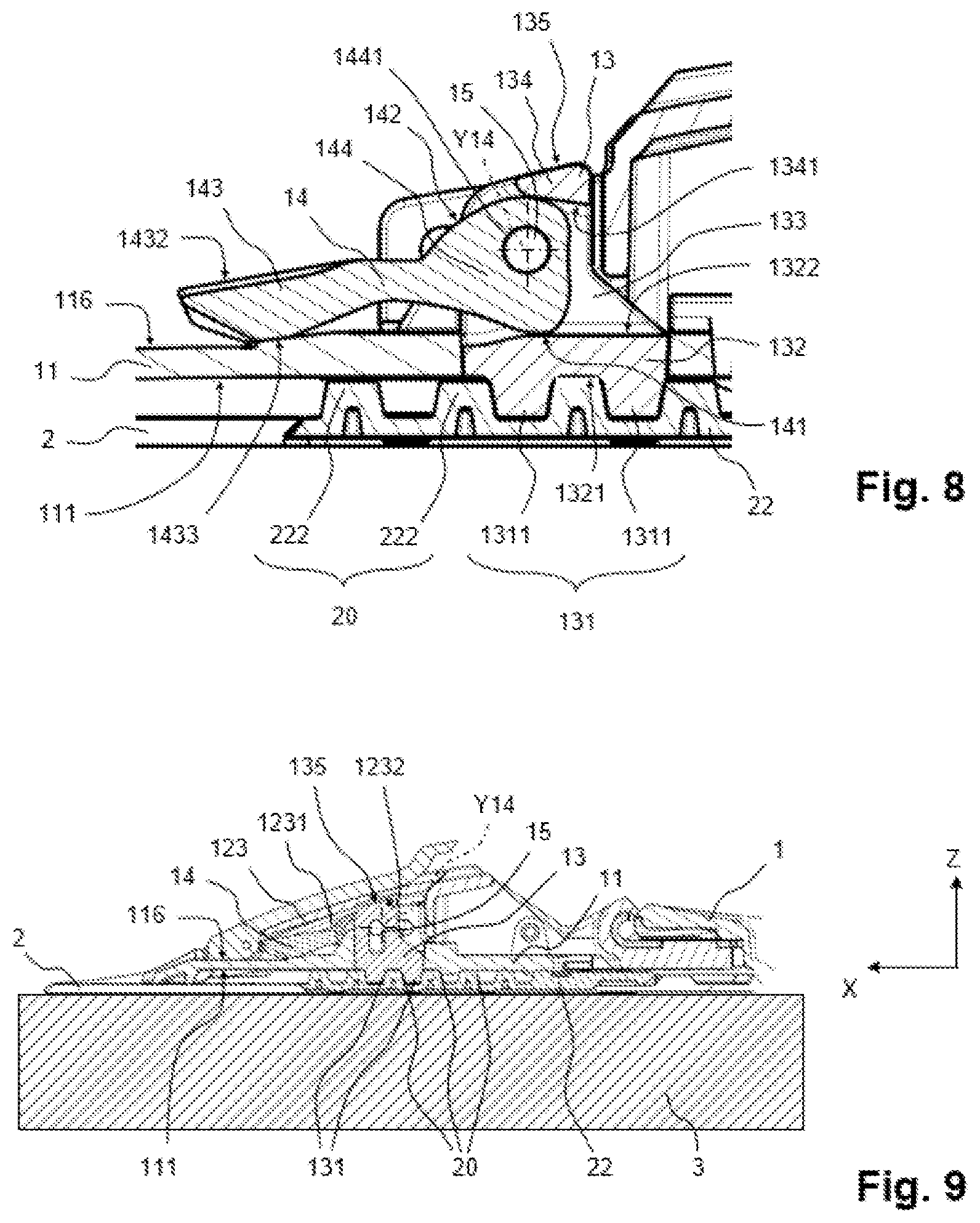 Patent US12318679 Figure 6 – Device for retaining a boot on a gliding board and gliding apparatus comprising such a device