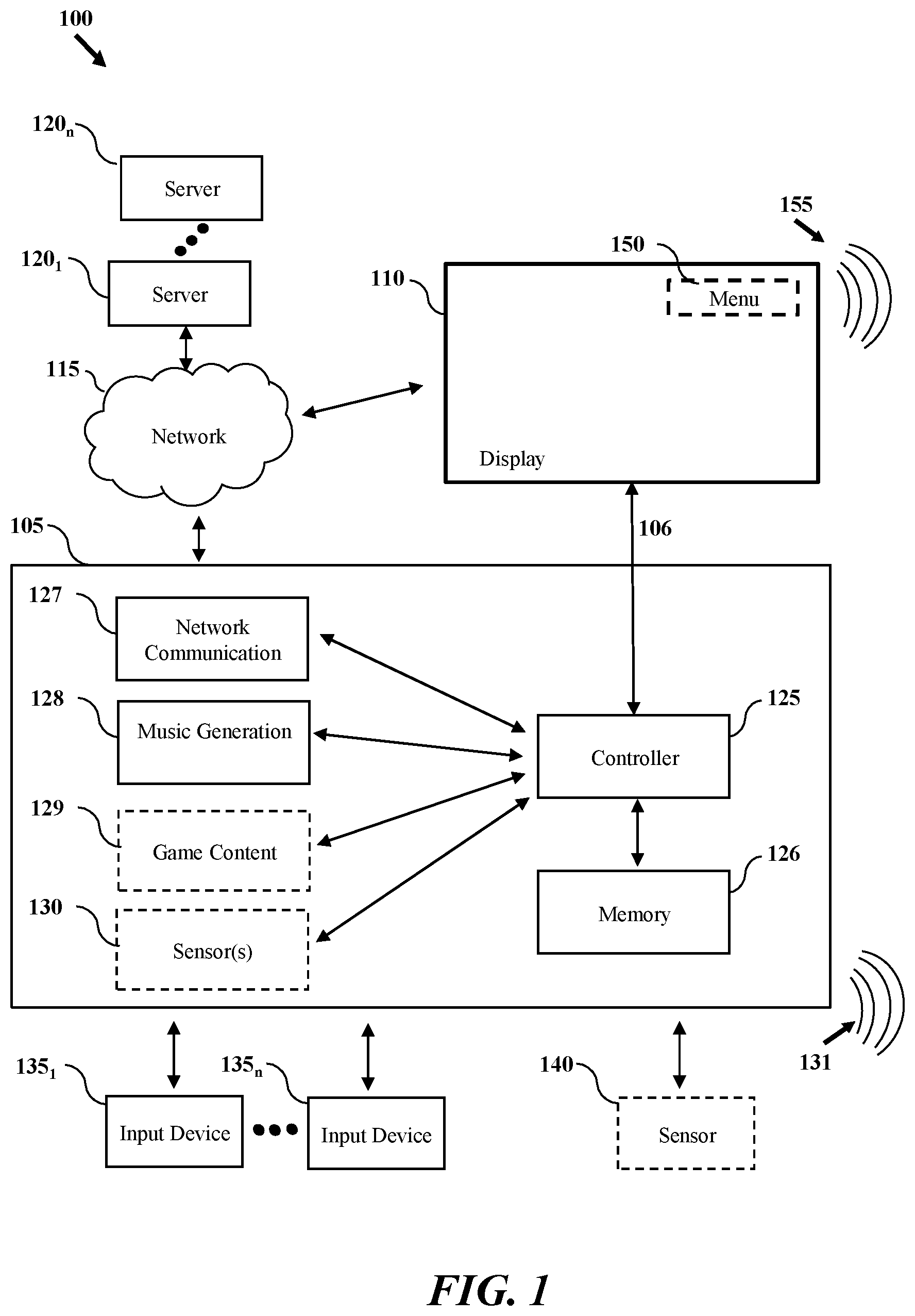 Patent US12318691 — User preference customized generation of gaming music — Figure 1