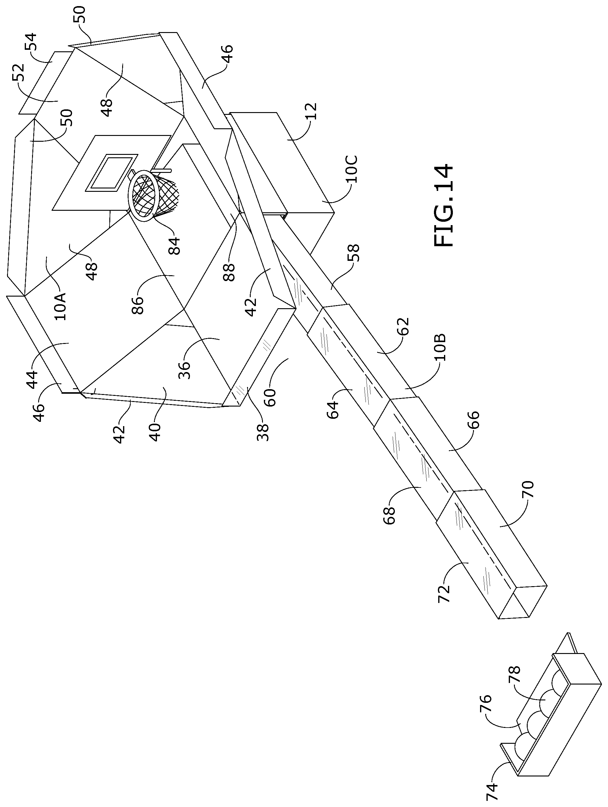 Patent US12318702 Figure 7 – Target game system with ball return device