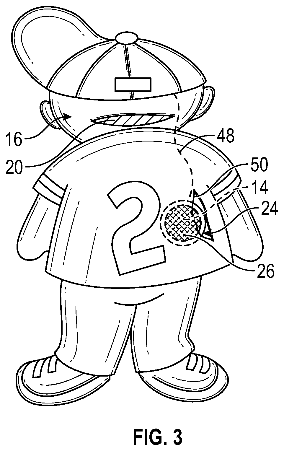 Patent US12318703 Figure 3 – Interactive doll assembly