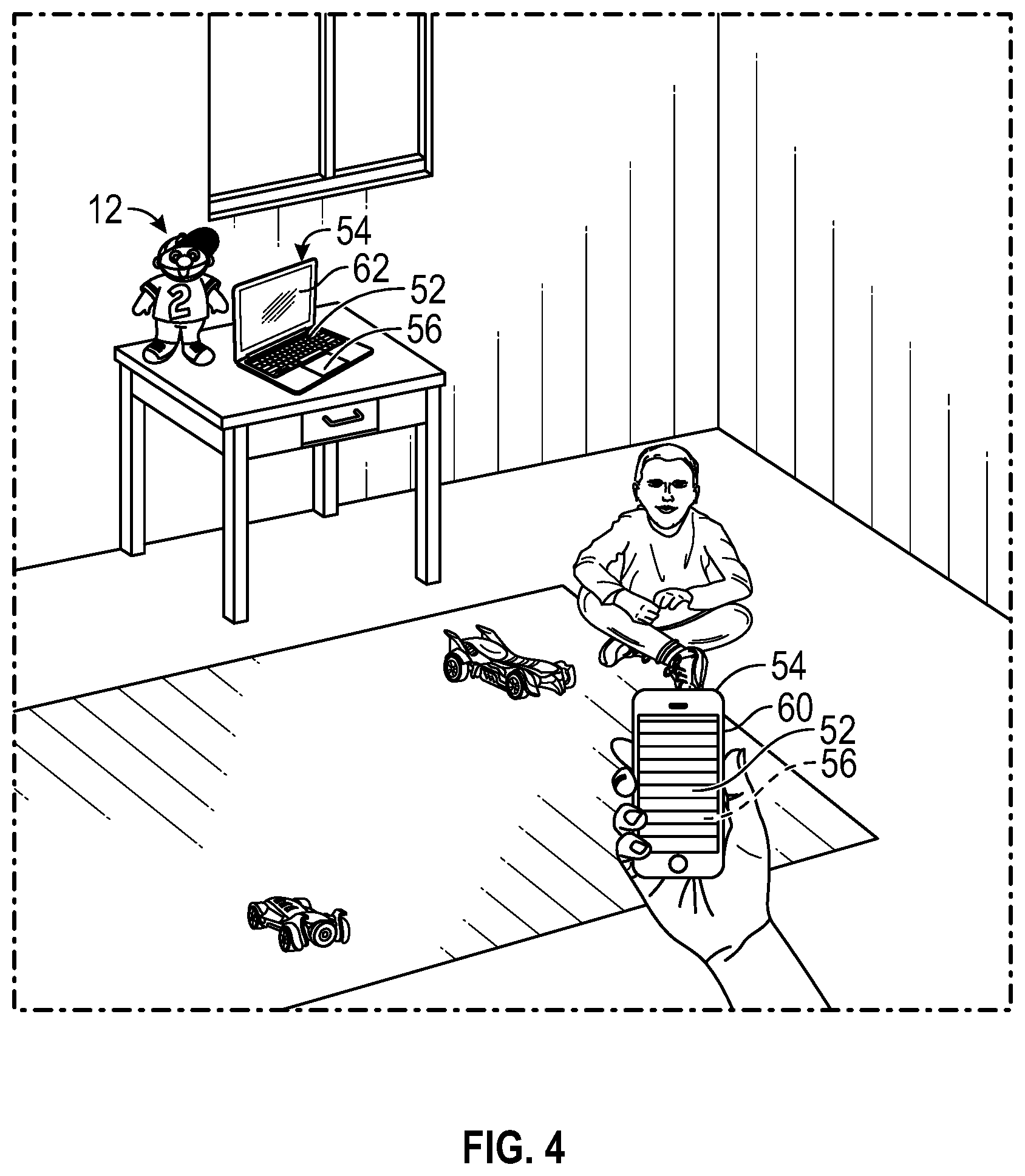 Patent US12318703 Figure 4 – Interactive doll assembly