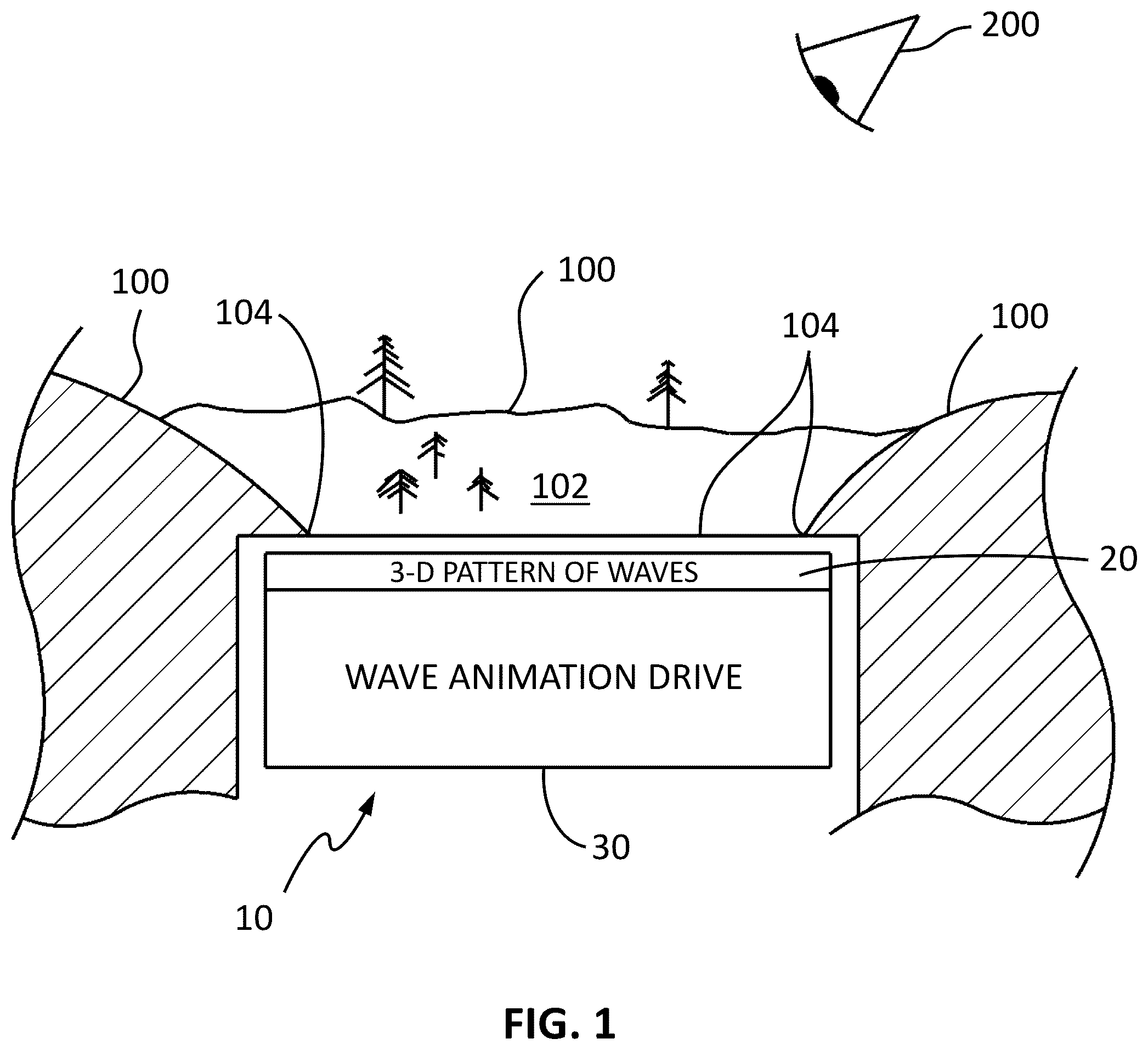 Patent US12318705 — System for modeling animated artificial water surfaces — Figure 1