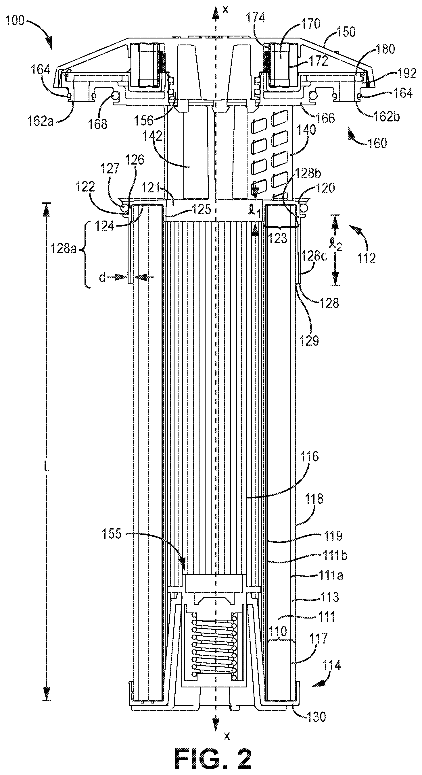 Patent US12318715 Figure 2 – Filter element endcap with shroud
