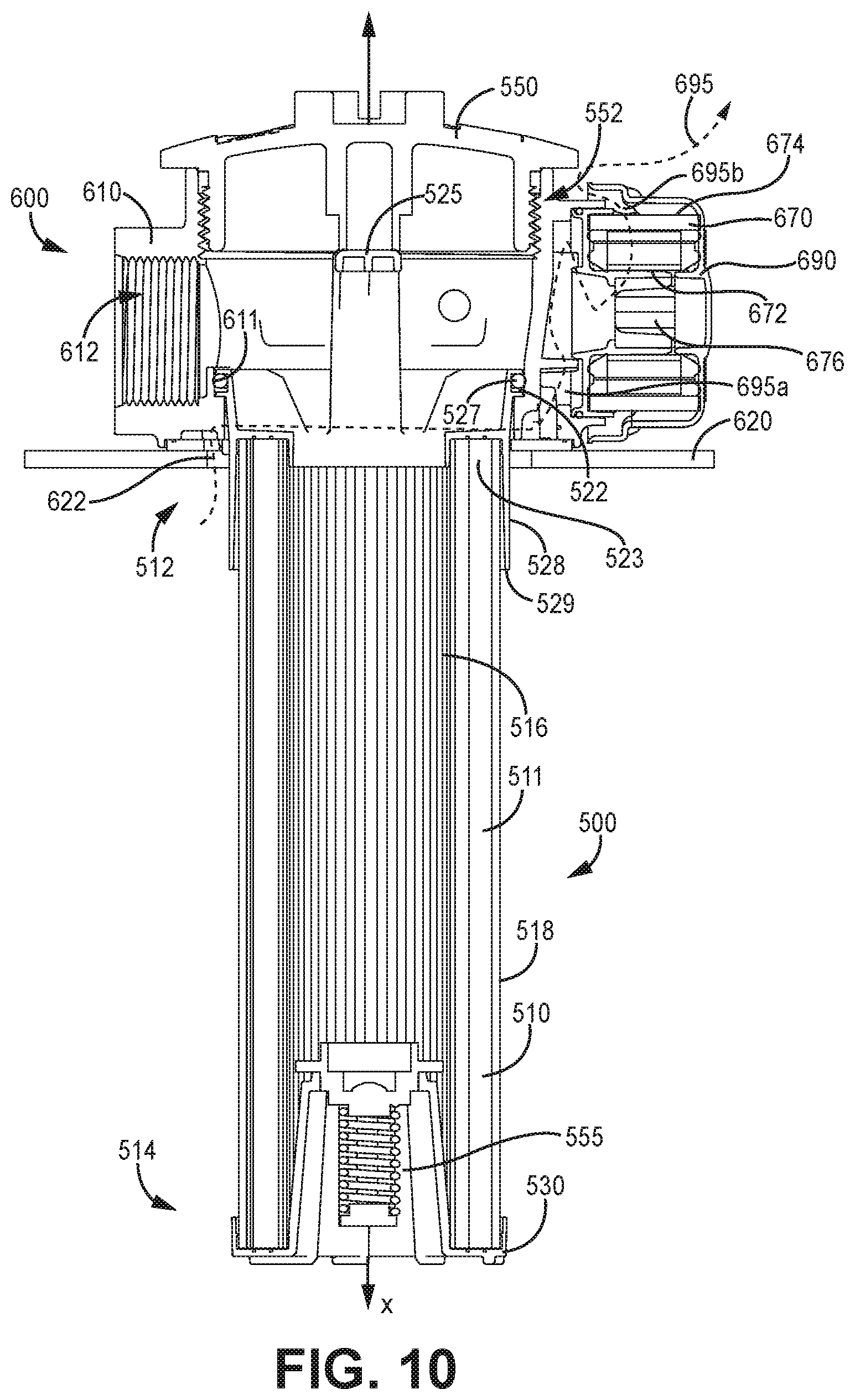 Patent US12318715 Figure 9 – Filter element endcap with shroud