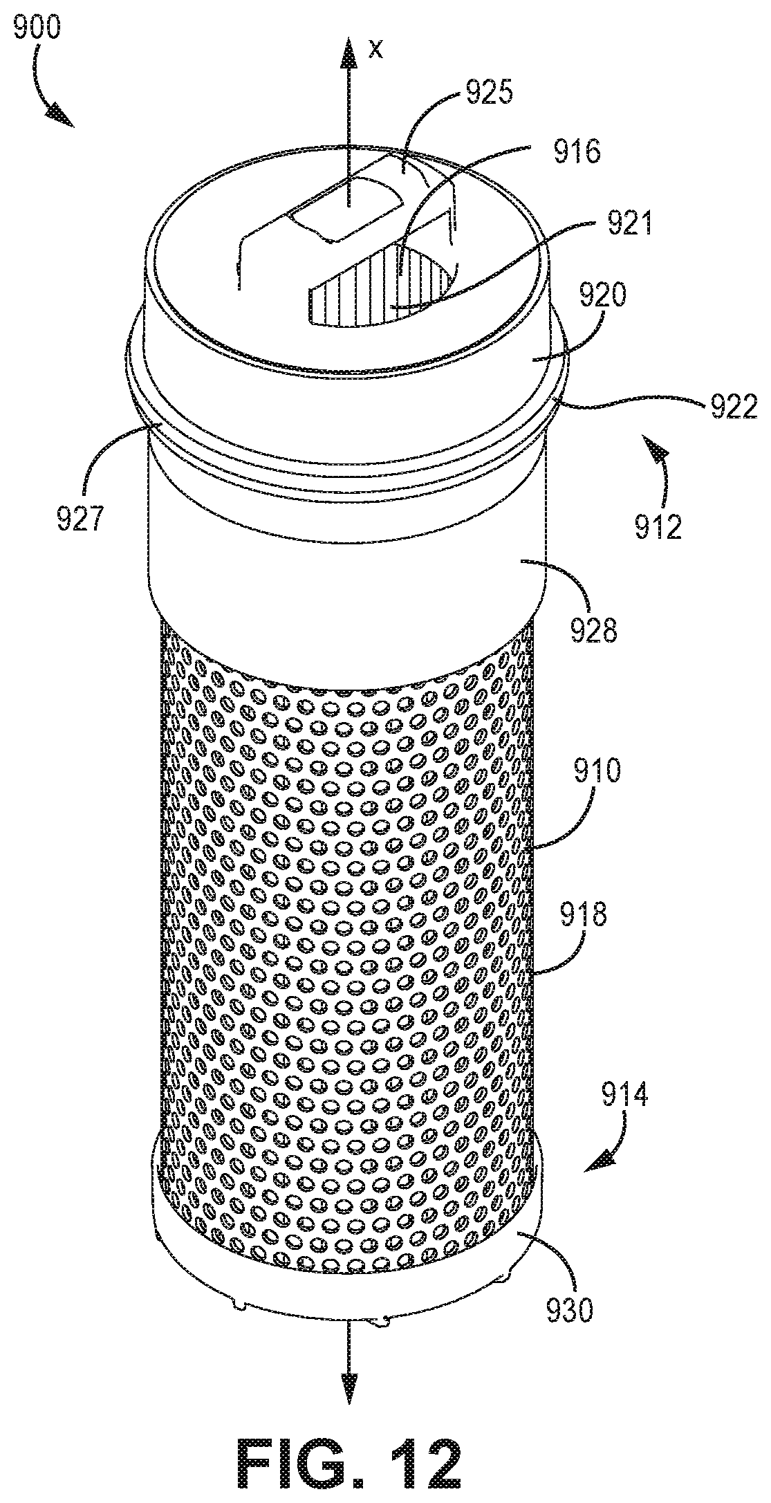 Patent US12318715 Figure 11 – Filter element endcap with shroud