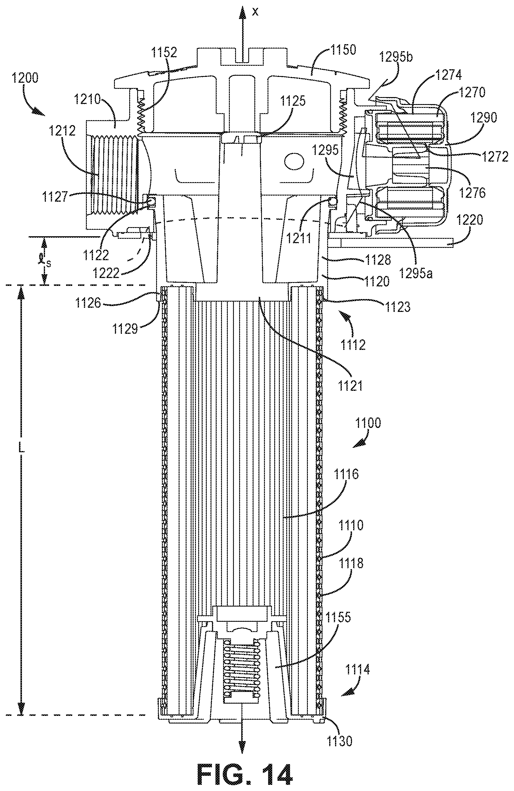 Patent US12318715 Figure 13 – Filter element endcap with shroud