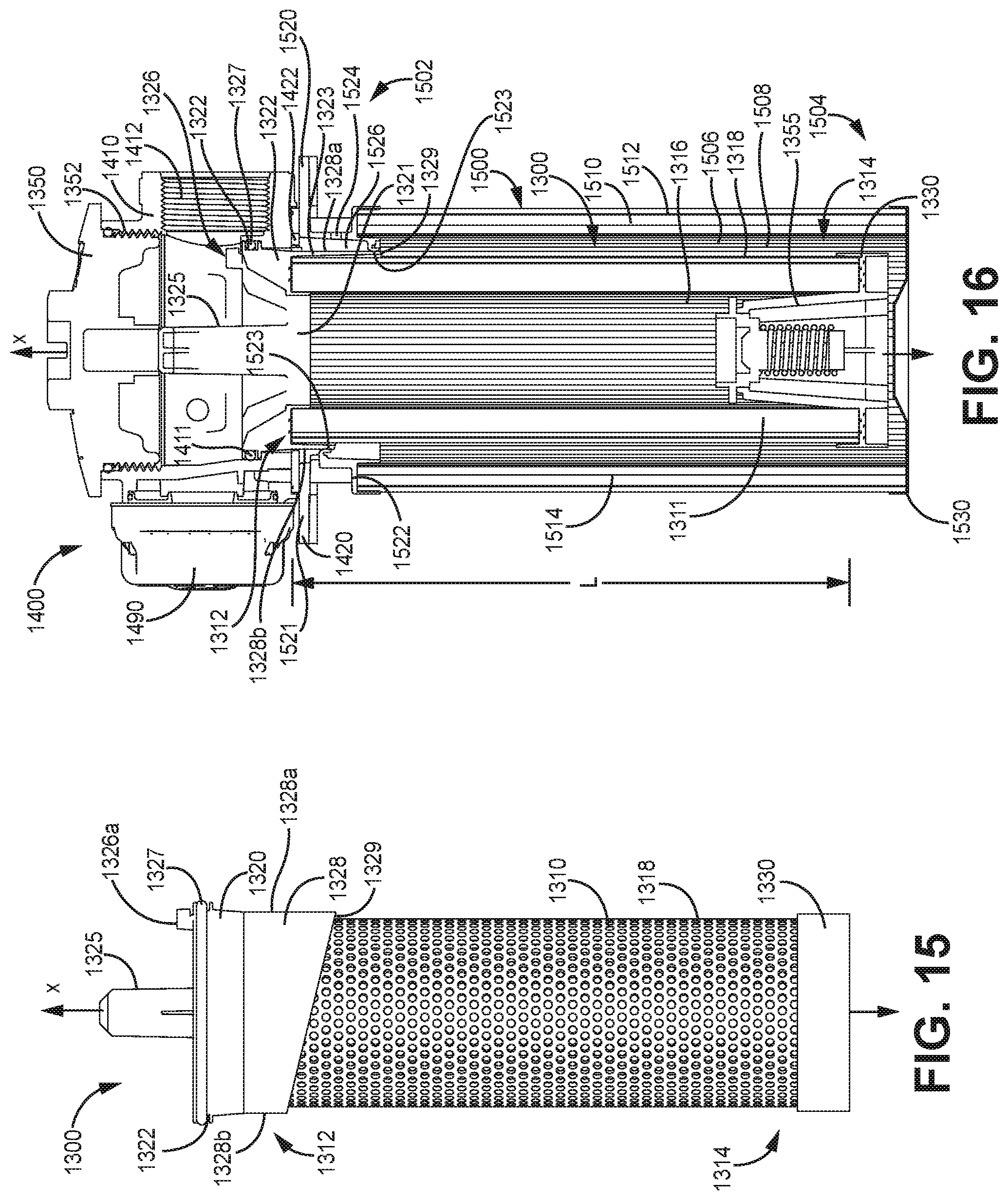 Patent US12318715 Figure 14 – Filter element endcap with shroud