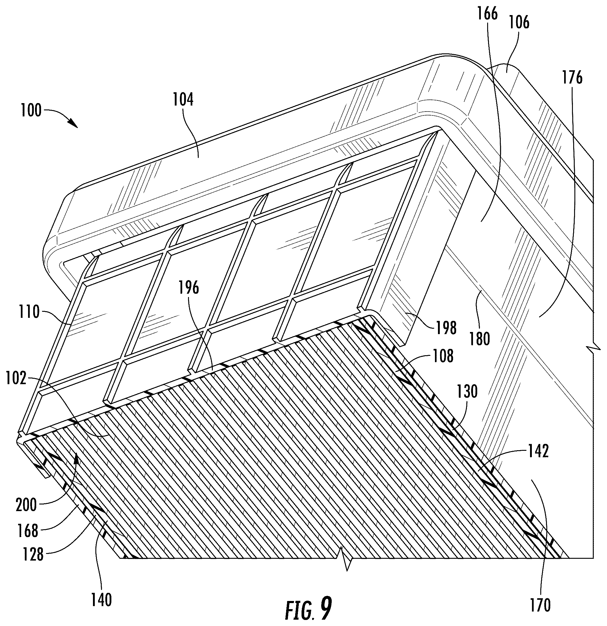 Patent US12318723 Figure 9 – Filter frame with foldable sealing flap