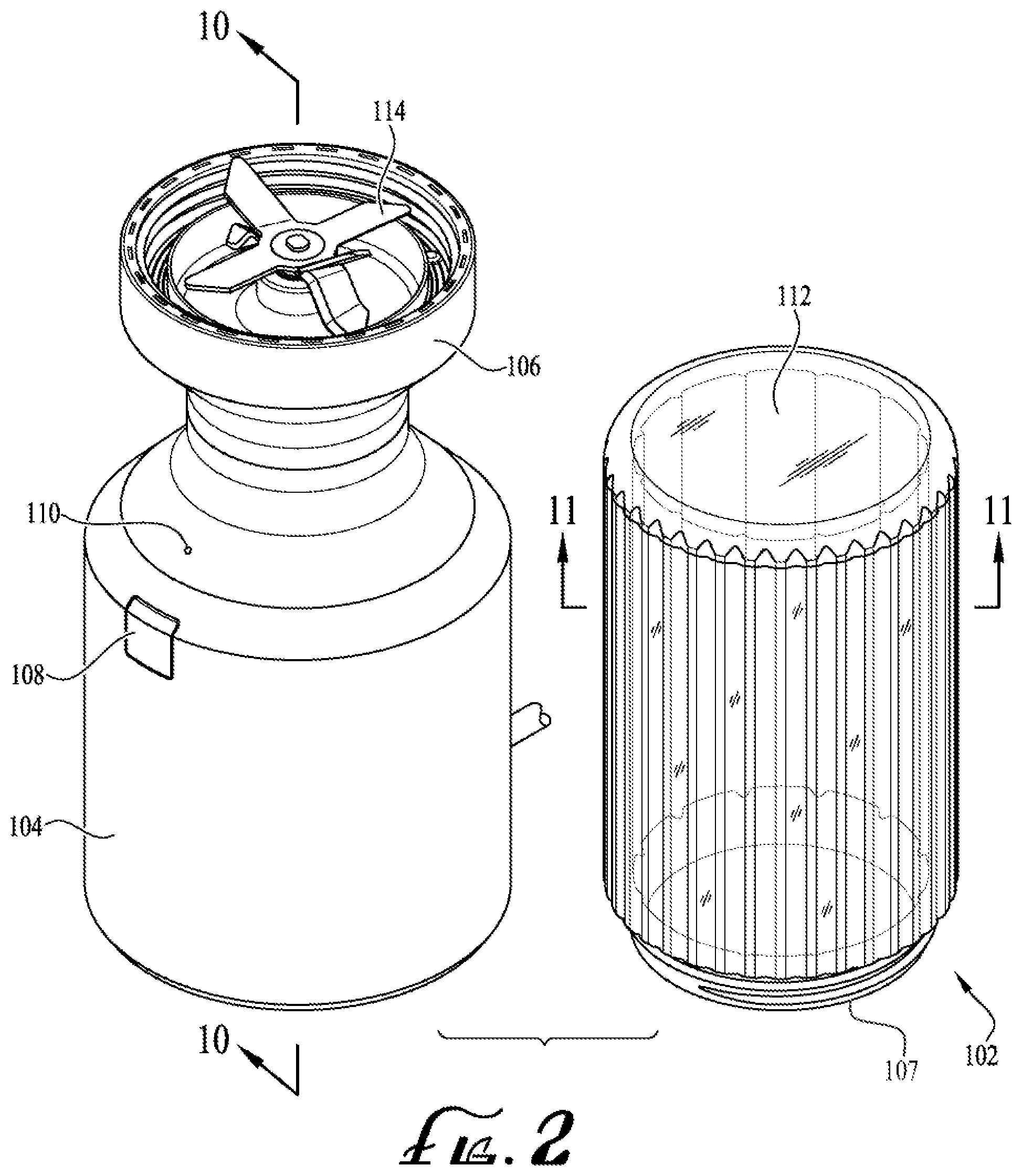 Patent US12318747 Figure 2 – Blender apparatus with safety interlock system