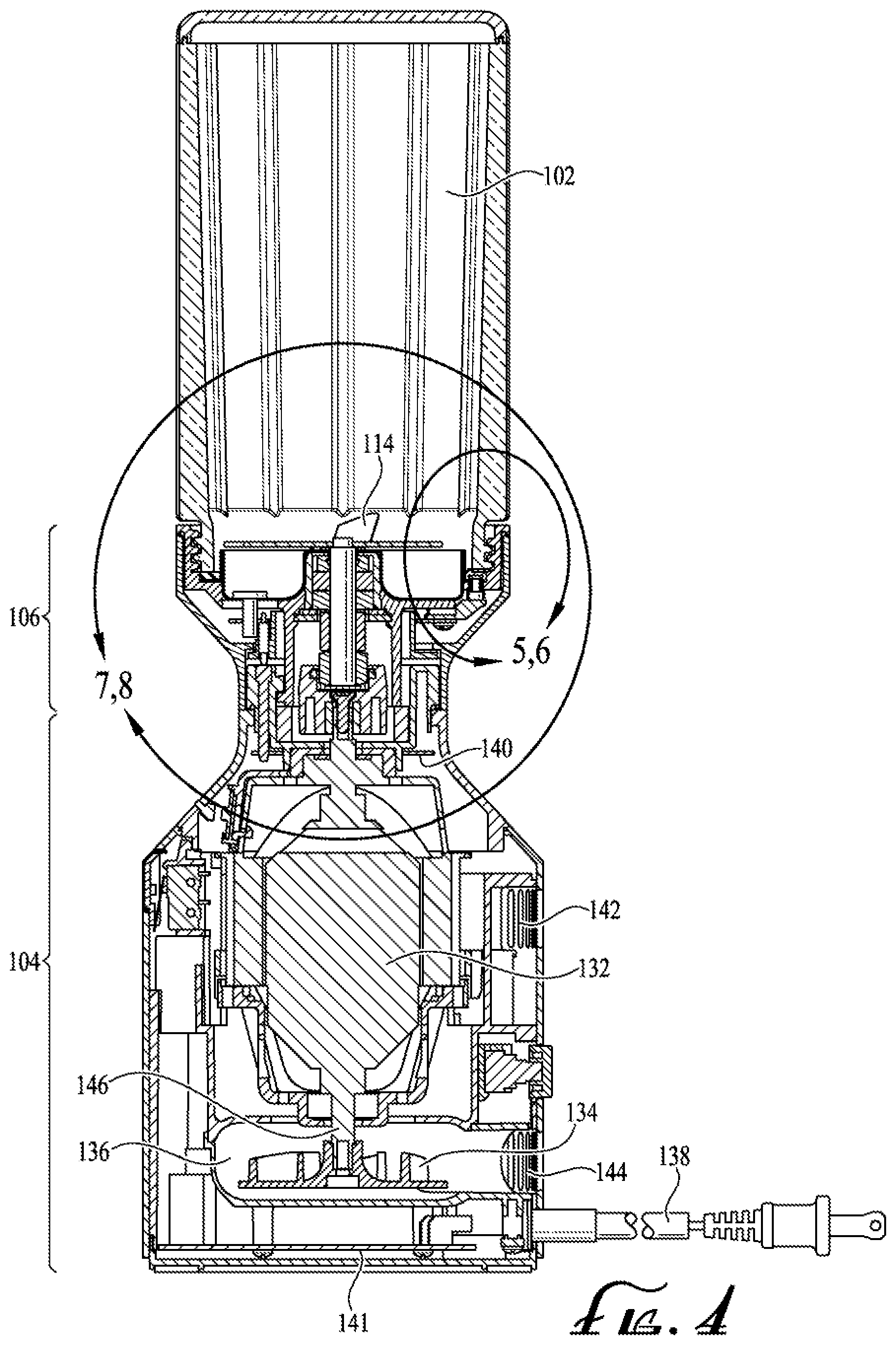 Patent US12318747 Figure 4 – Blender apparatus with safety interlock system