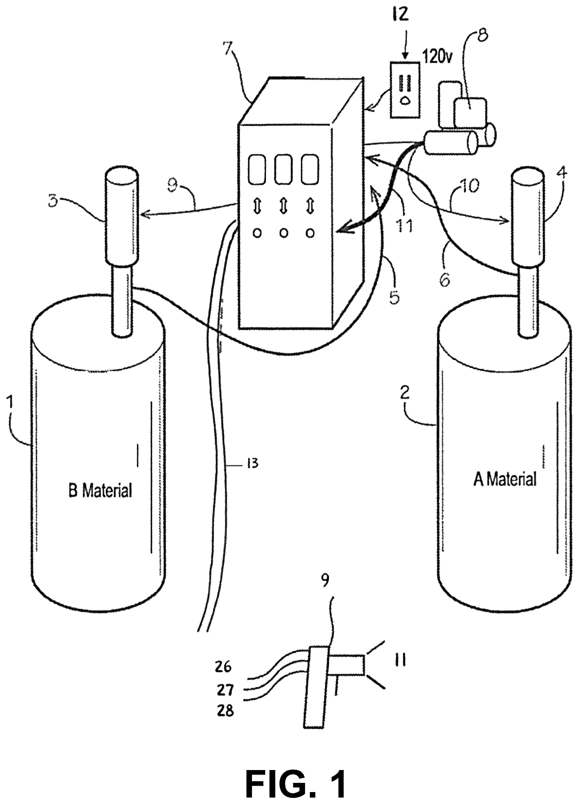 Patent US12318800 Figure 1 – Low pressure plural component spray system and foams generated therefrom