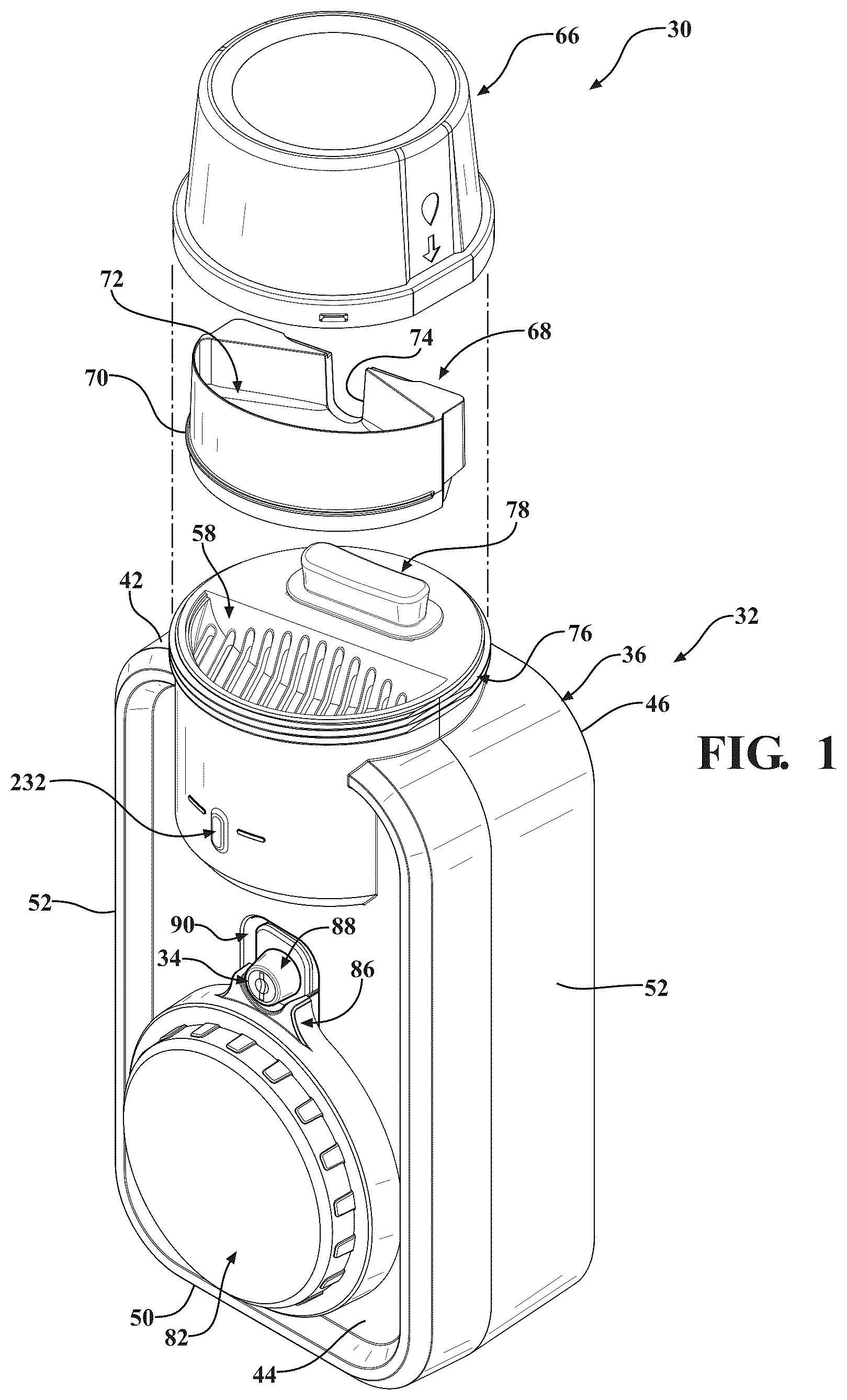 Patent US12318823 — Waste receiver for receiving a pharmaceutical waste material — Figure 1