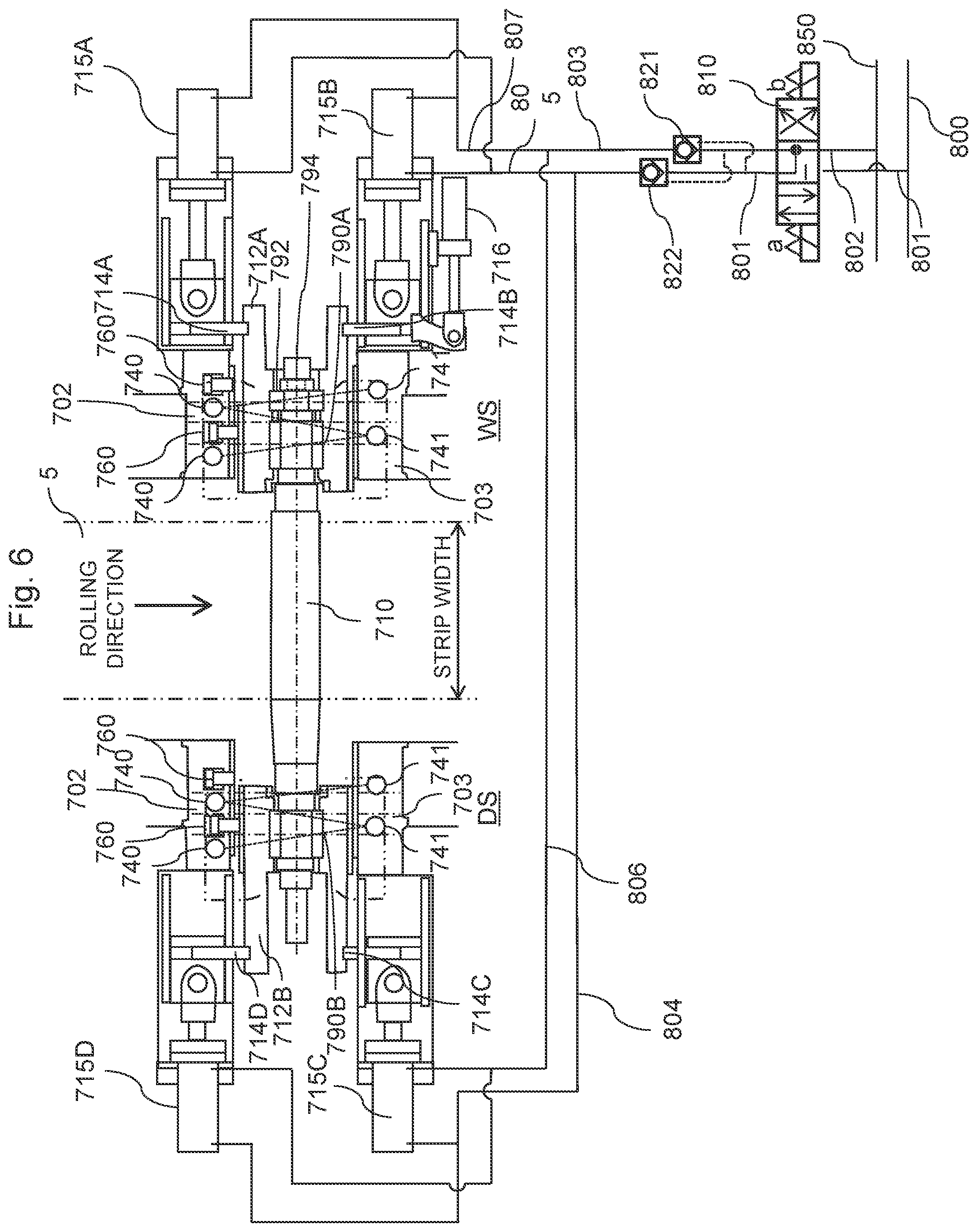 Patent US12318827 Figure 6 – Rolling mill, rolling mill control method, and thrust force supporting method in rolling mill