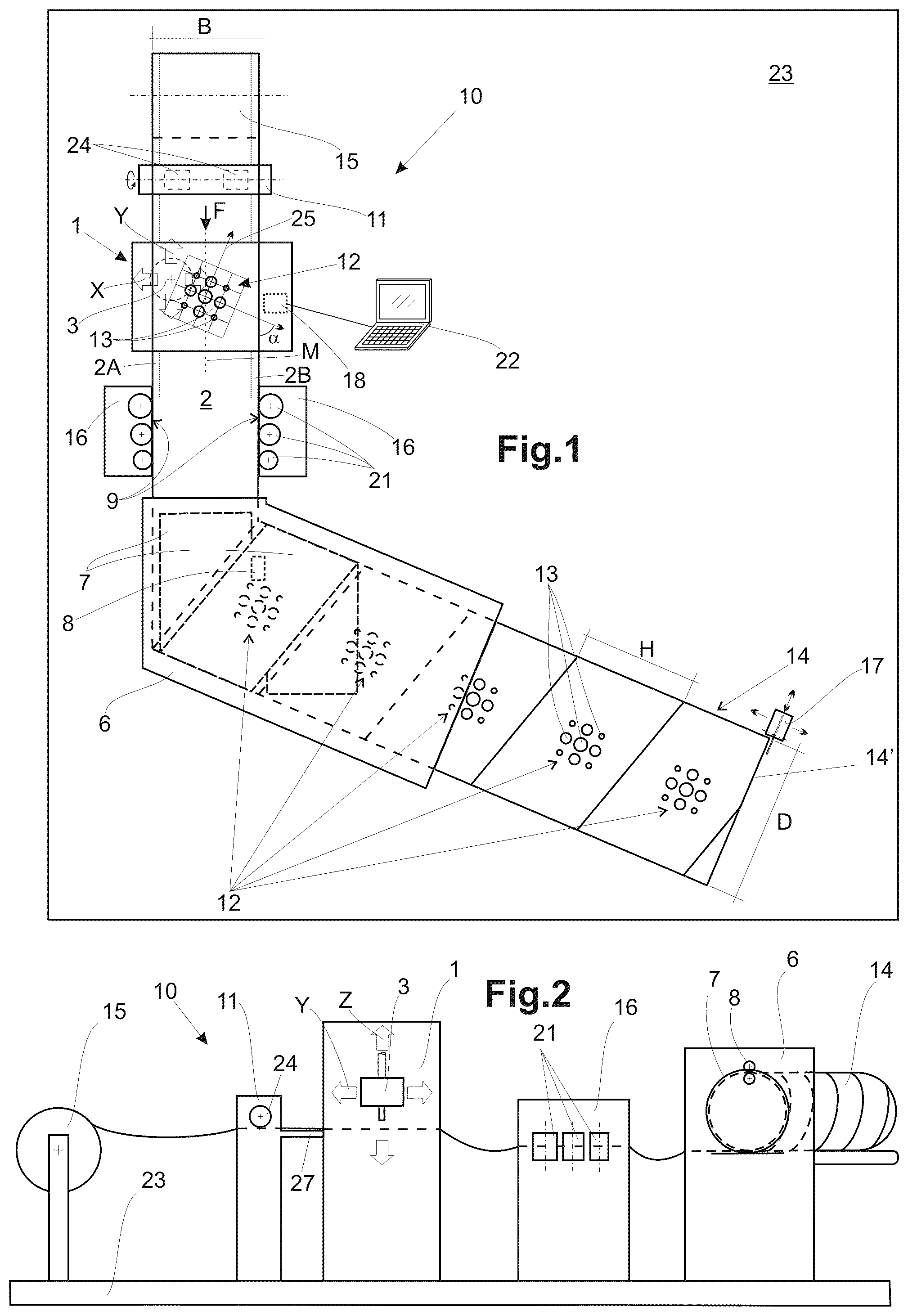 Patent US12318829 Figure 1 – Air conduit spirally wound and provided with a plurality of holes, related manufacturing machine and method and related strip