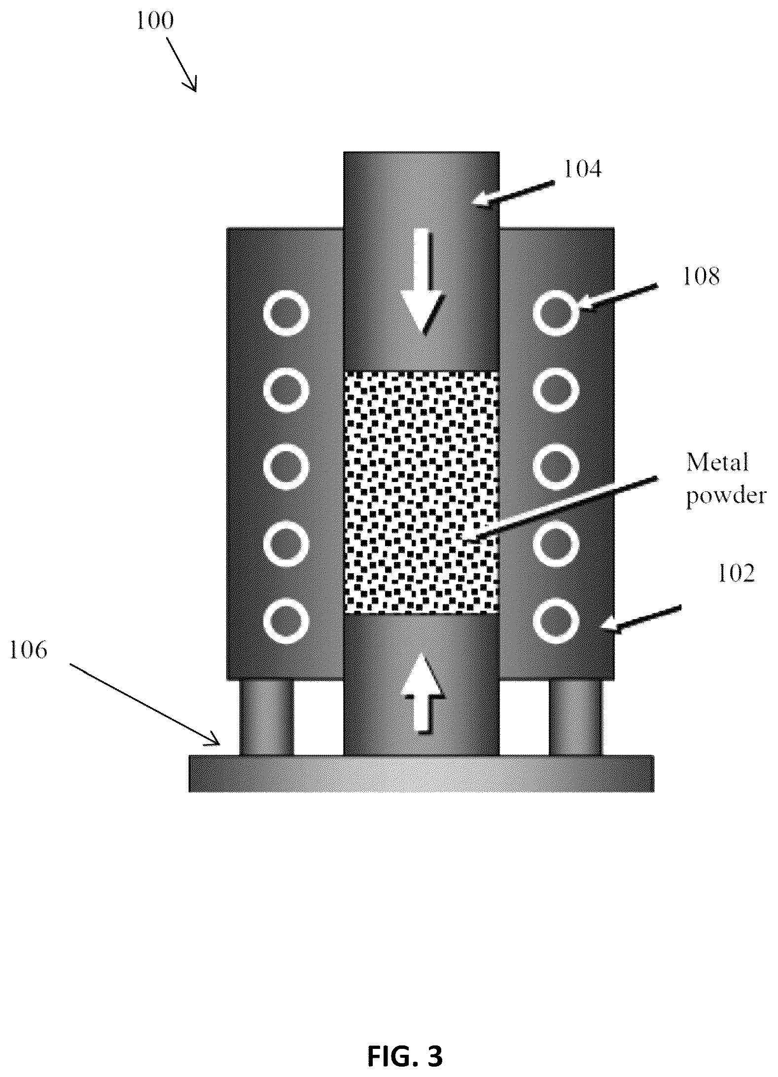 Patent US12318841 Figure 3 – Cold sintering process for densification and sintering of powdered metals