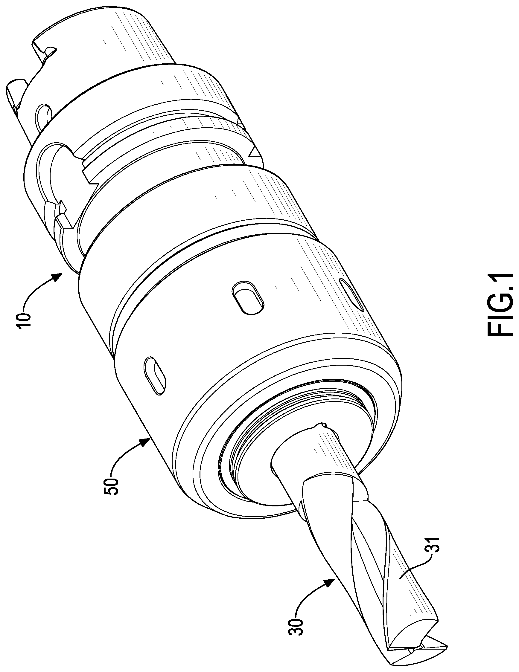 Patent US12318847 — Cutter holder assembly capable of reducing longitudinal assembling gap between cutter and collet — Figure 1