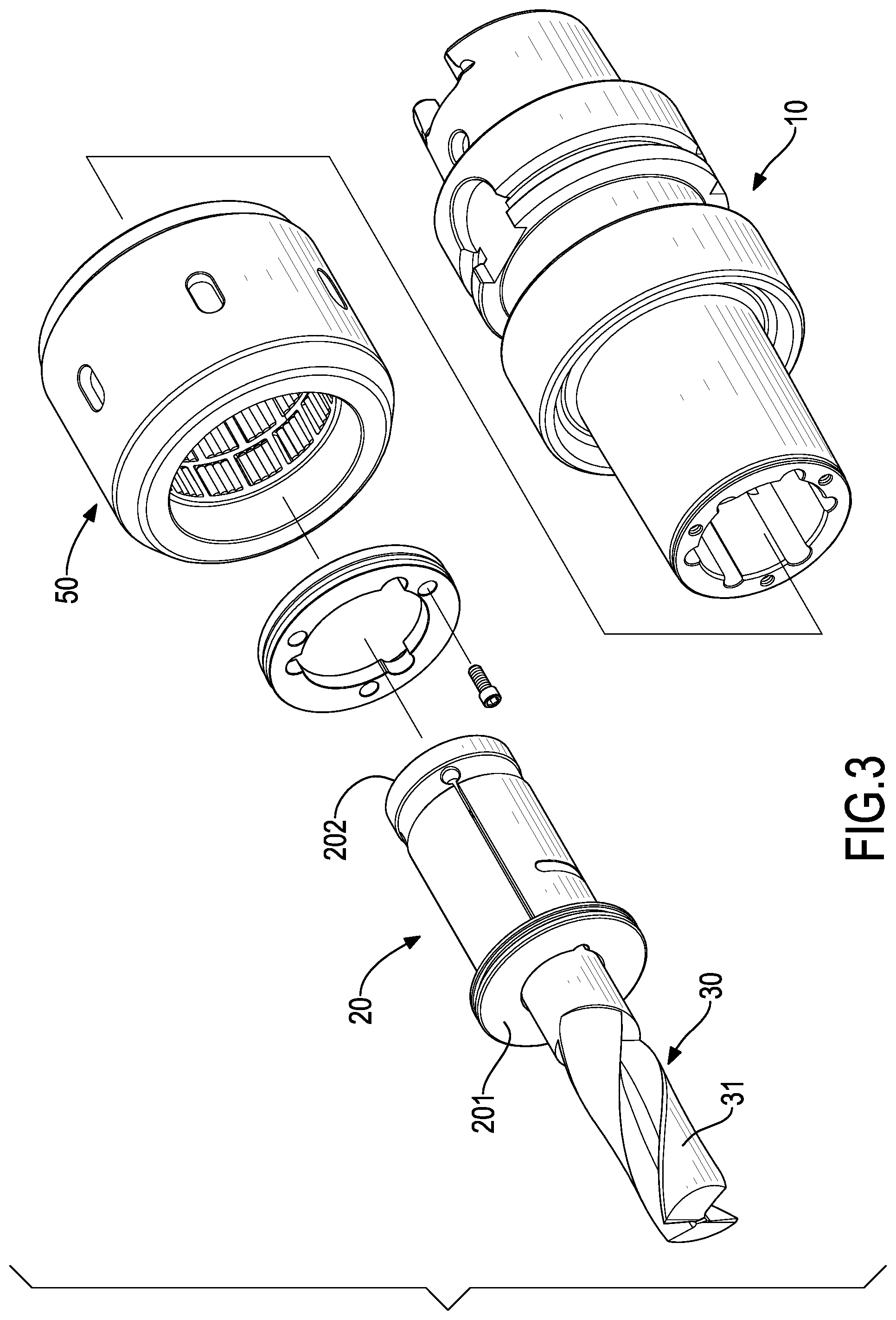 Patent US12318847 Figure 3 – Cutter holder assembly capable of reducing longitudinal assembling gap between cutter and collet