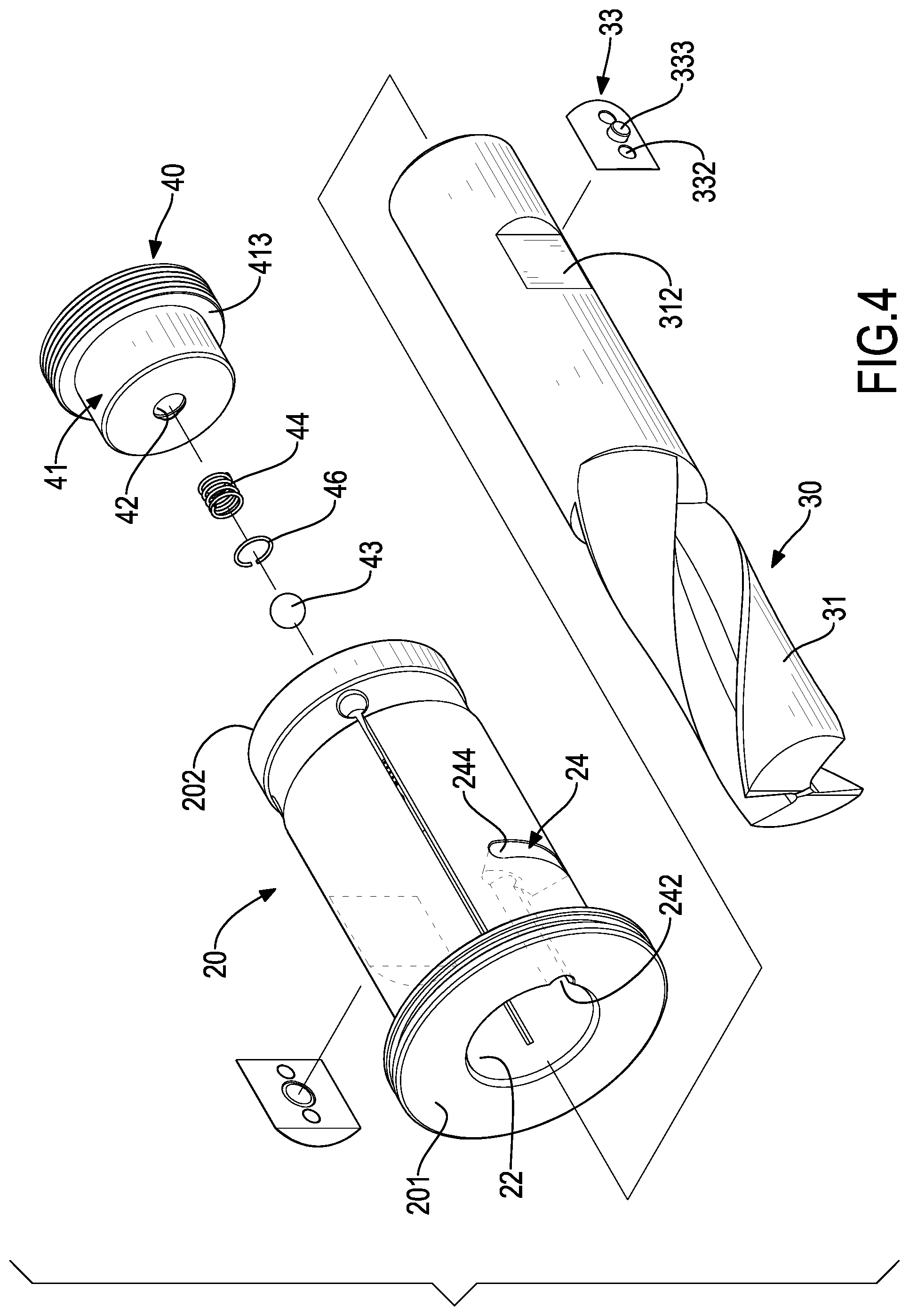 Patent US12318847 Figure 4 – Cutter holder assembly capable of reducing longitudinal assembling gap between cutter and collet