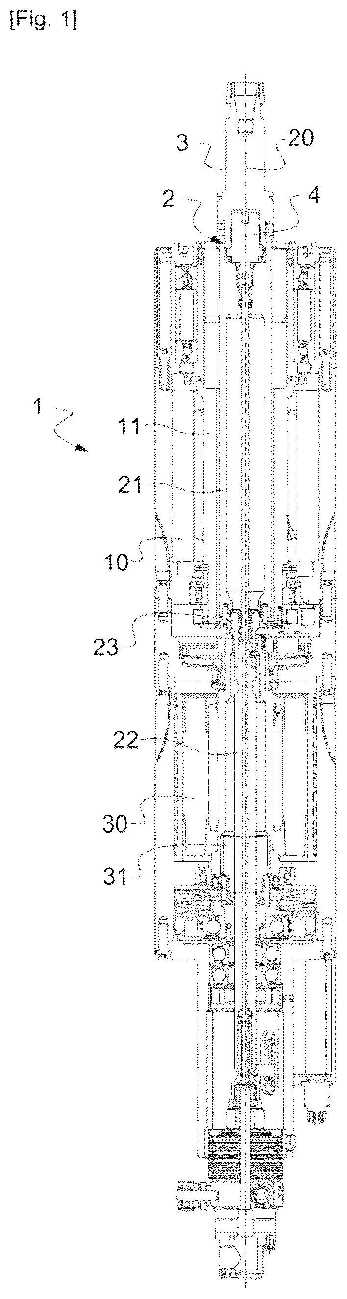 Patent US12318848 Figure 1 – Electrospindle with integrated feed with automatic tool holder change