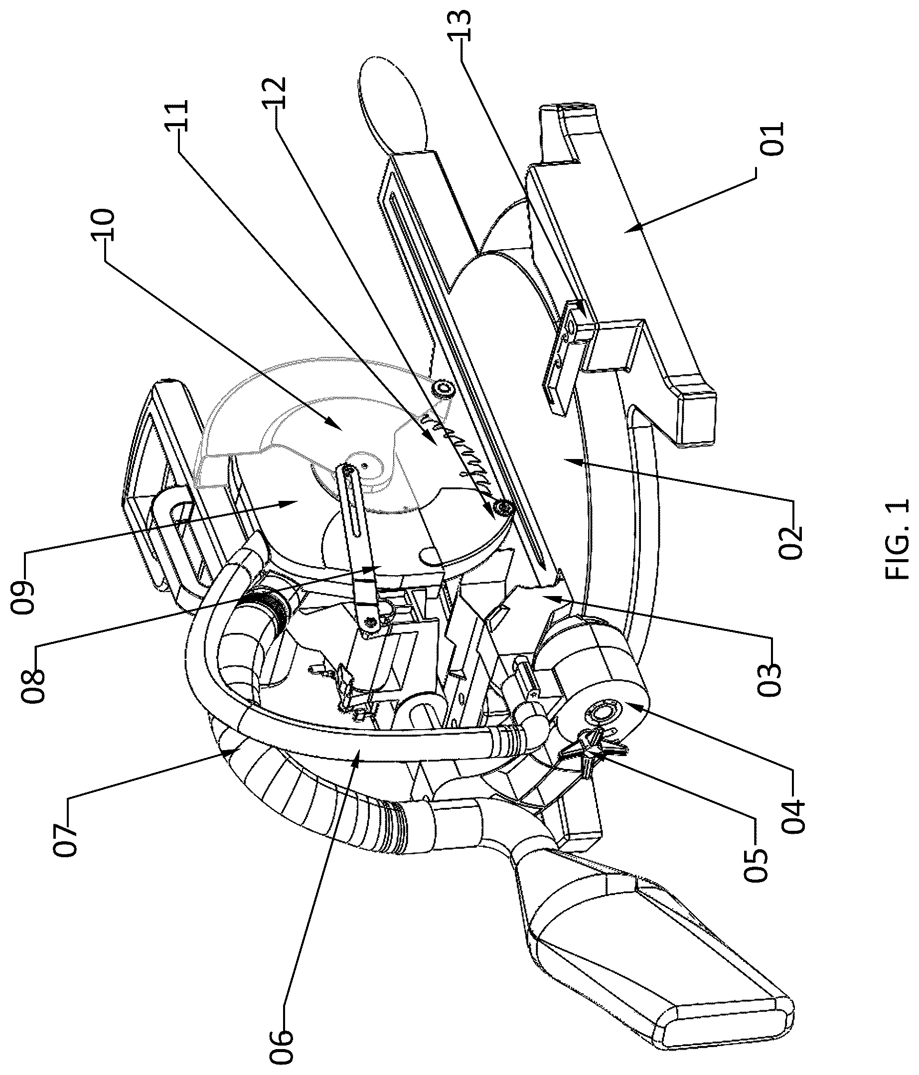 Patent US12318853 Figure 1 – Dustless miter saw