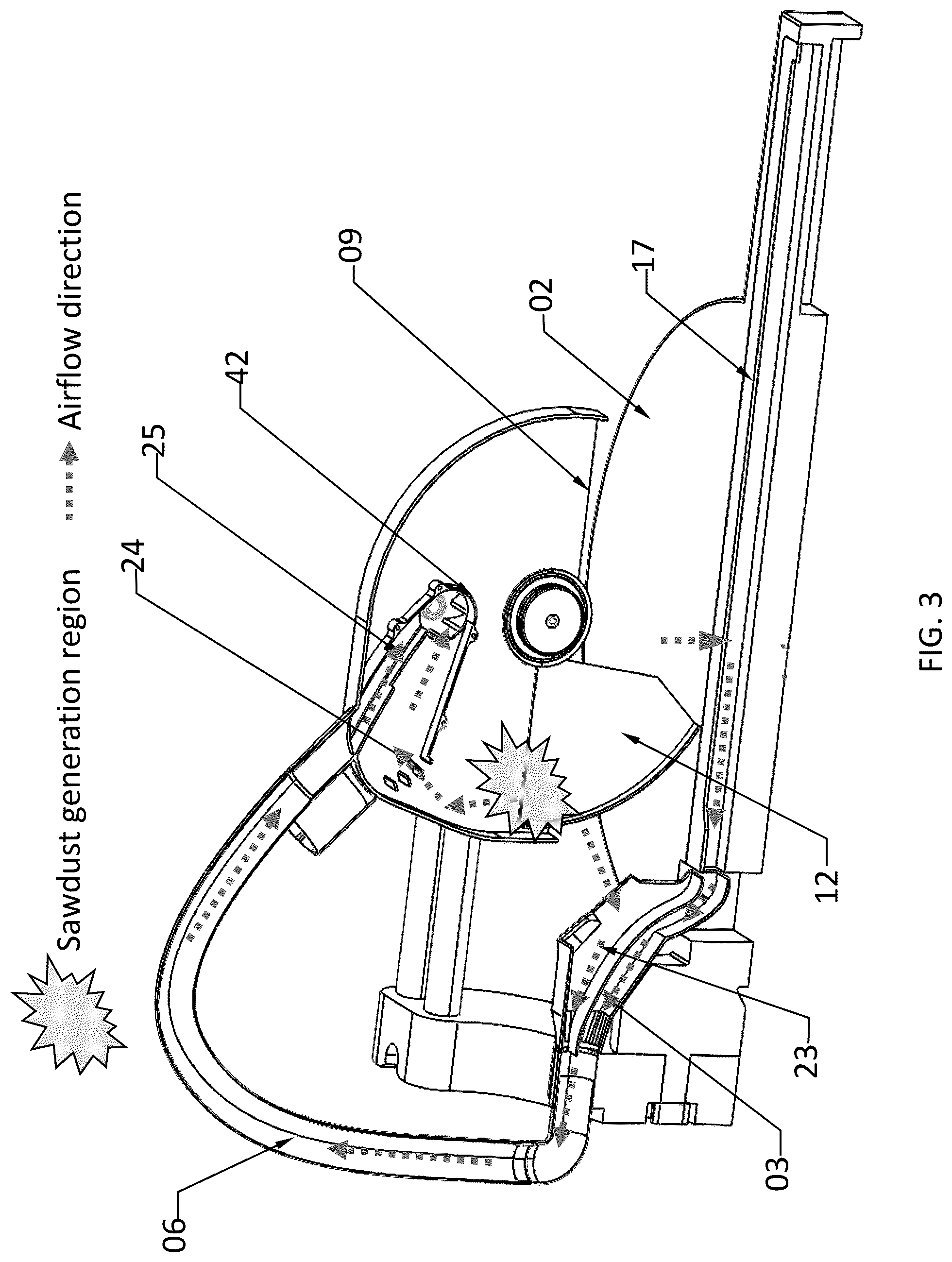 Patent US12318853 Figure 3 – Dustless miter saw