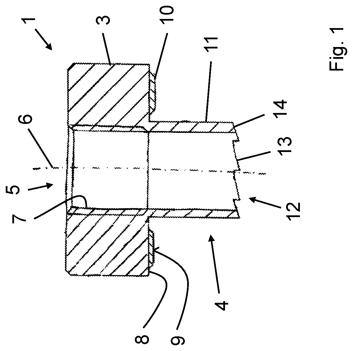 Patent US12318862 Figure 1 – Fastening element for friction welding and method for friction welding a fastening element onto a planar workpiece
