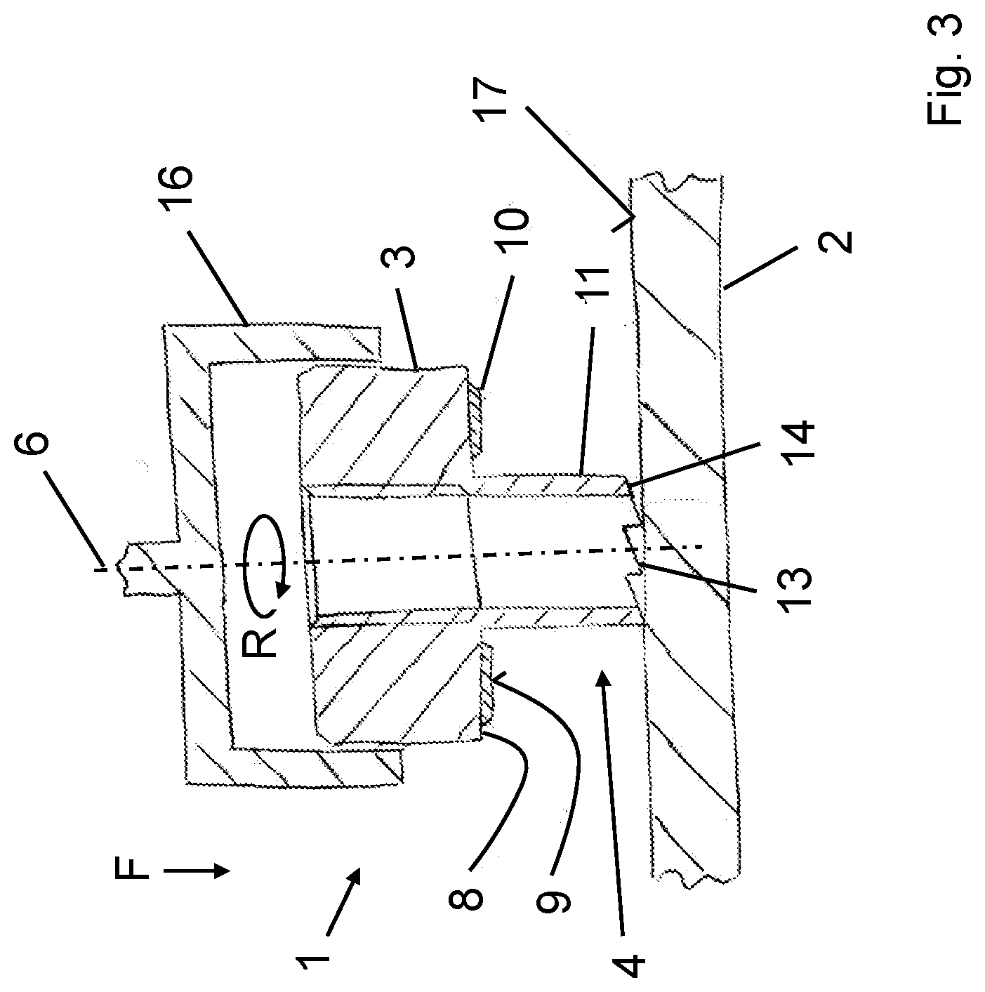 Patent US12318862 Figure 3 – Fastening element for friction welding and method for friction welding a fastening element onto a planar workpiece