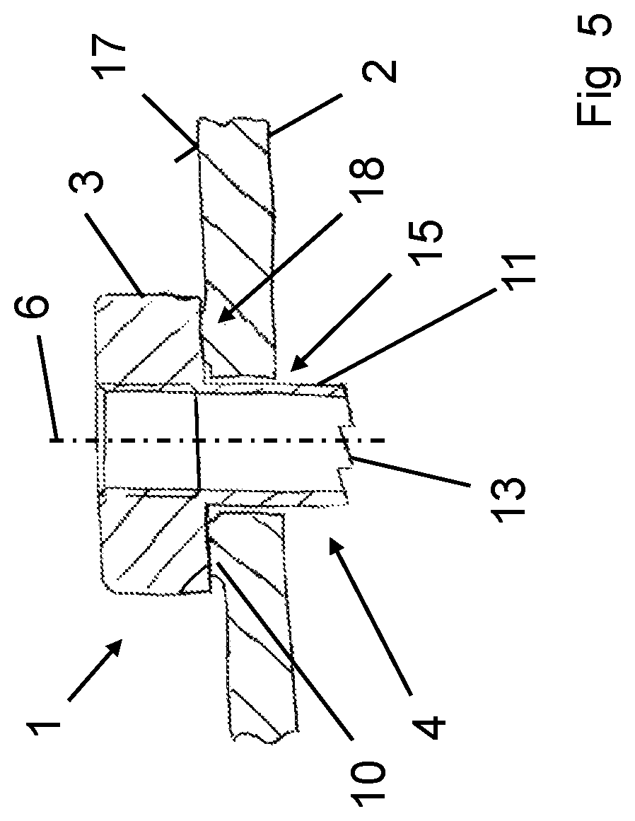 Patent US12318862 Figure 5 – Fastening element for friction welding and method for friction welding a fastening element onto a planar workpiece