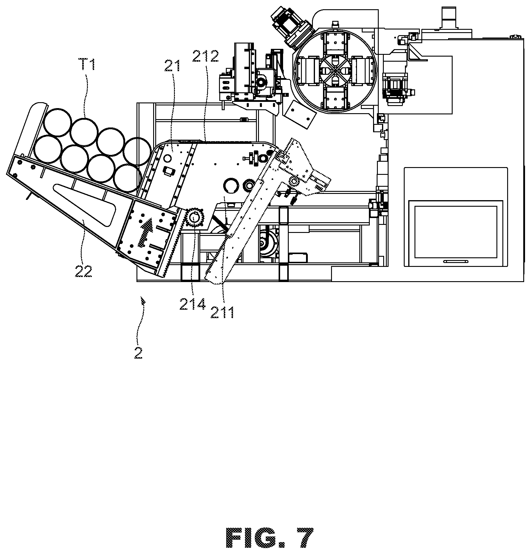 Patent US12318880 Figure 7 – Pipe feeding machine