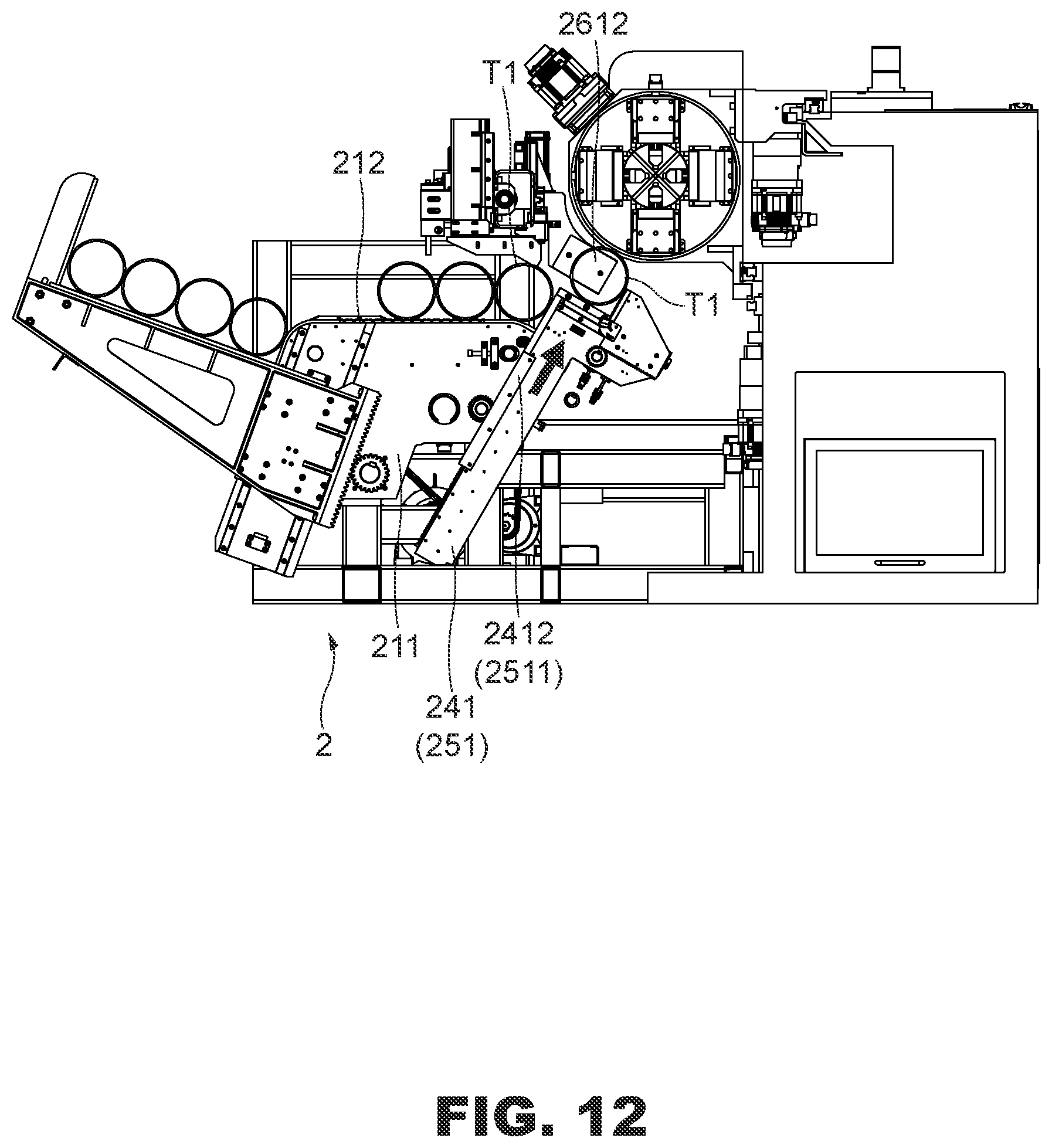 Patent US12318880 Figure 12 – Pipe feeding machine