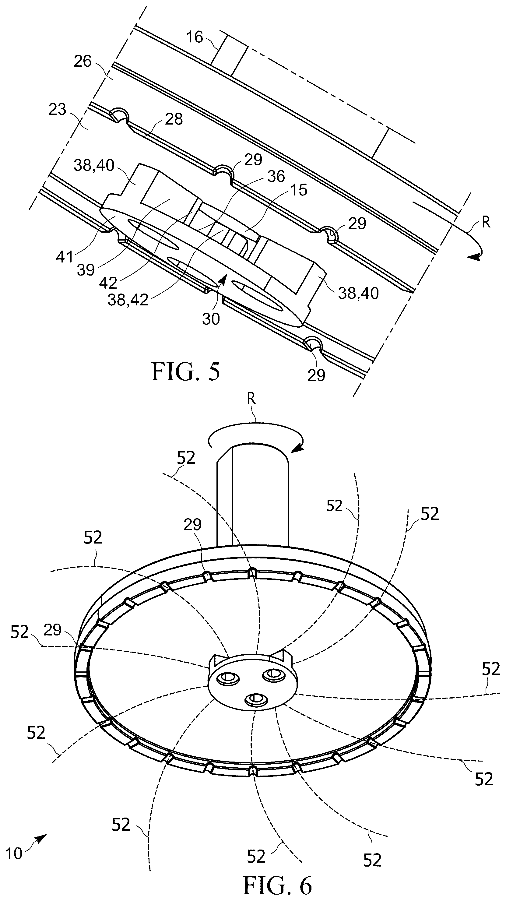 Patent US12318889 Figure 4 – Radial grinding wheel for machining center having impeller for directing through-spindle coolant to the work surface of the tool