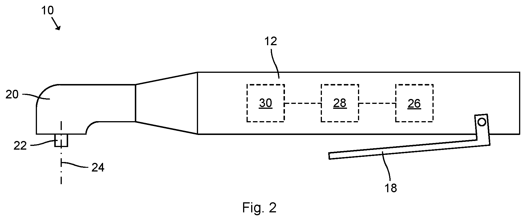 Patent US12318892 Figure 2 – Arrangement for power tool, front part attachment and power tool