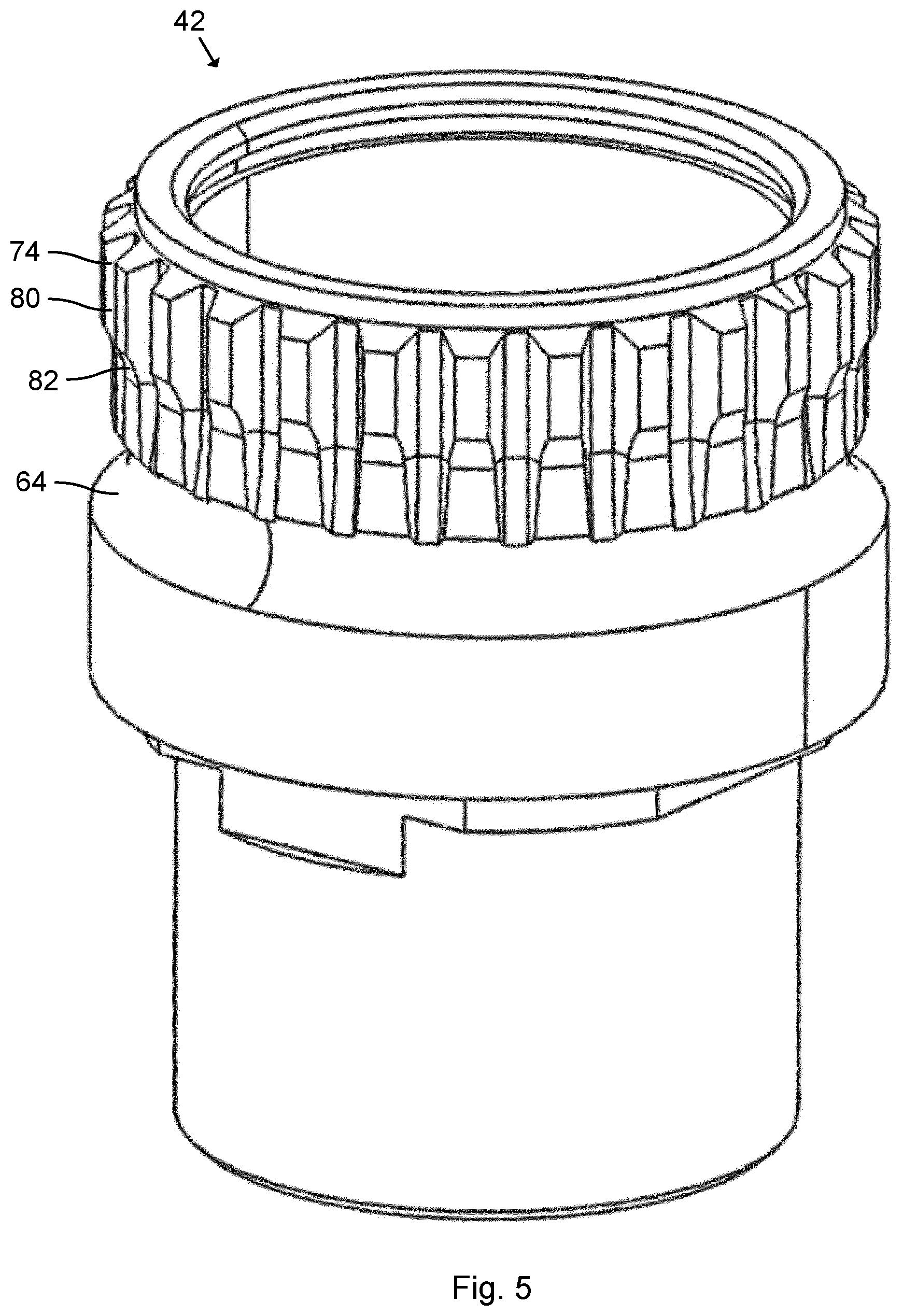 Patent US12318892 Figure 5 – Arrangement for power tool, front part attachment and power tool