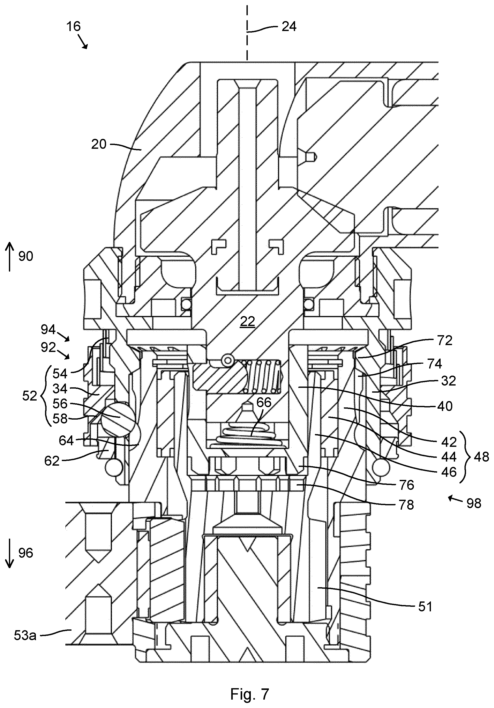 Patent US12318892 Figure 7 – Arrangement for power tool, front part attachment and power tool
