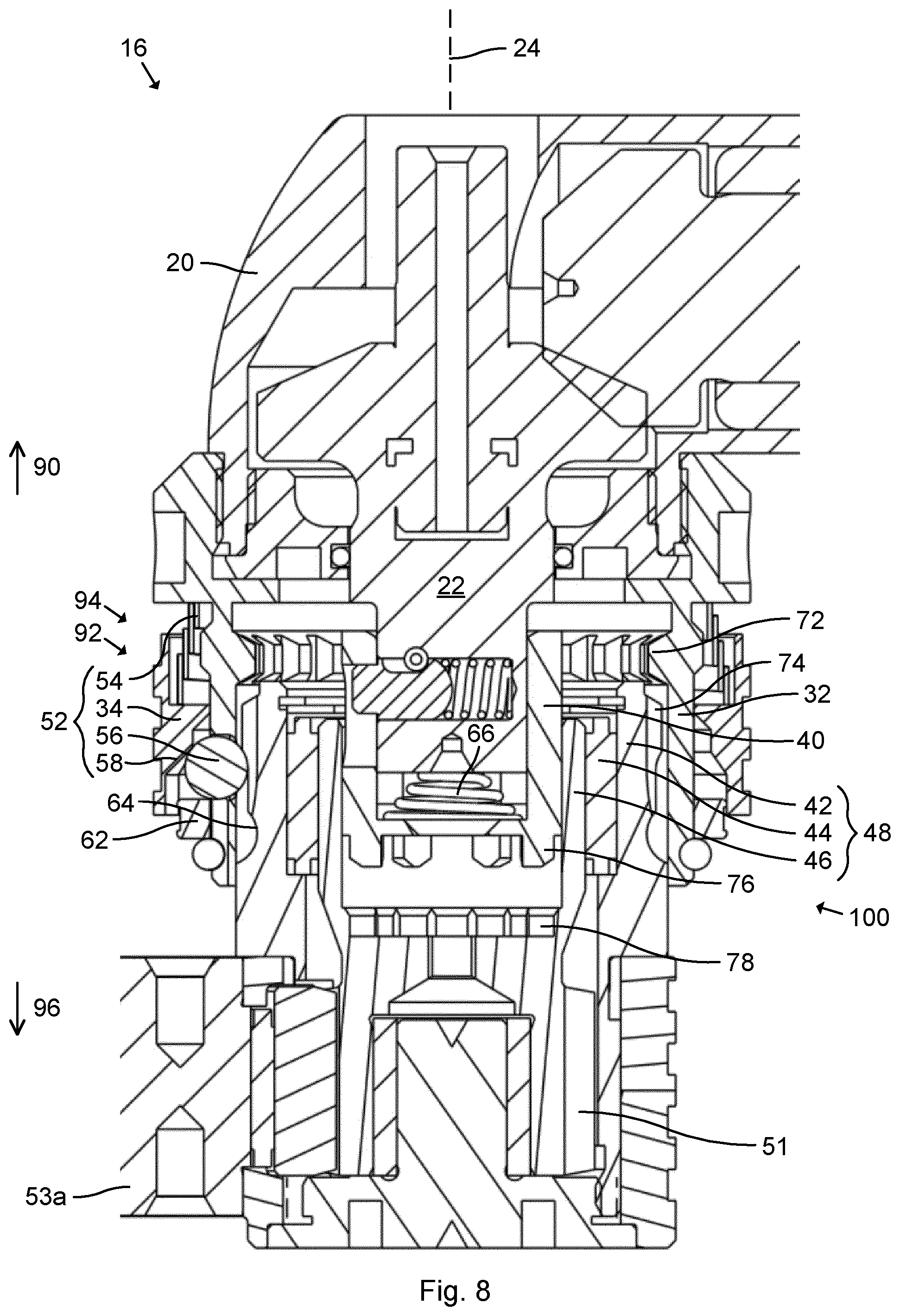 Patent US12318892 Figure 8 – Arrangement for power tool, front part attachment and power tool