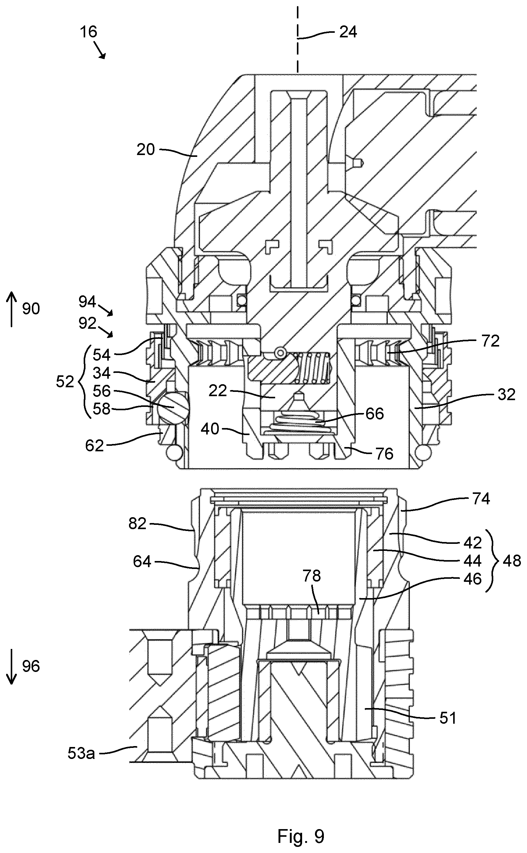 Patent US12318892 Figure 9 – Arrangement for power tool, front part attachment and power tool