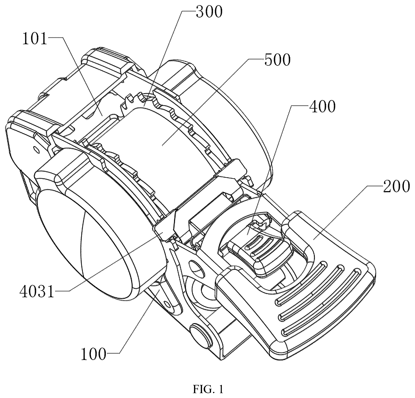 Patent US12318894 Figure 1 – Ratchet-type tensioning device