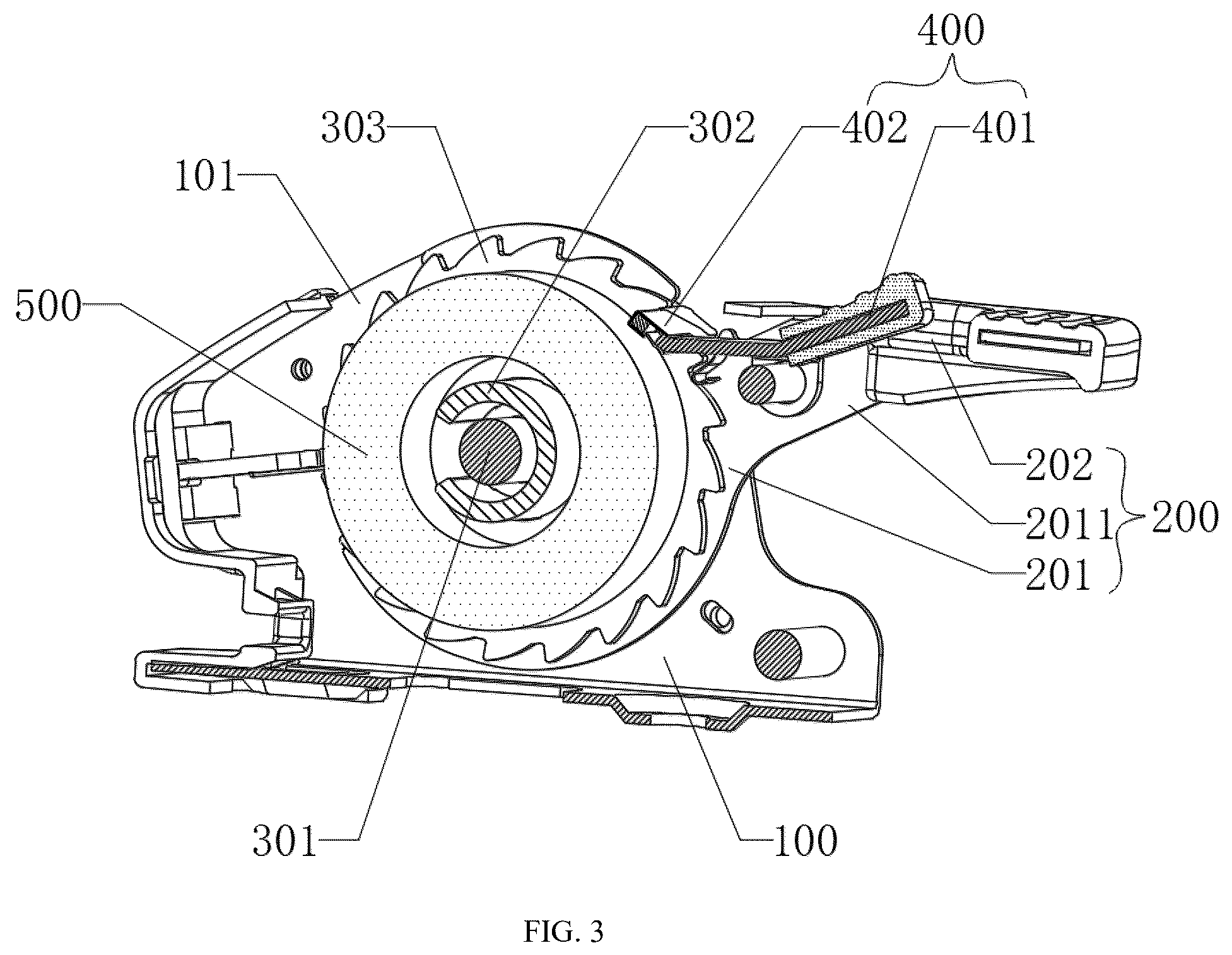 Patent US12318894 Figure 3 – Ratchet-type tensioning device