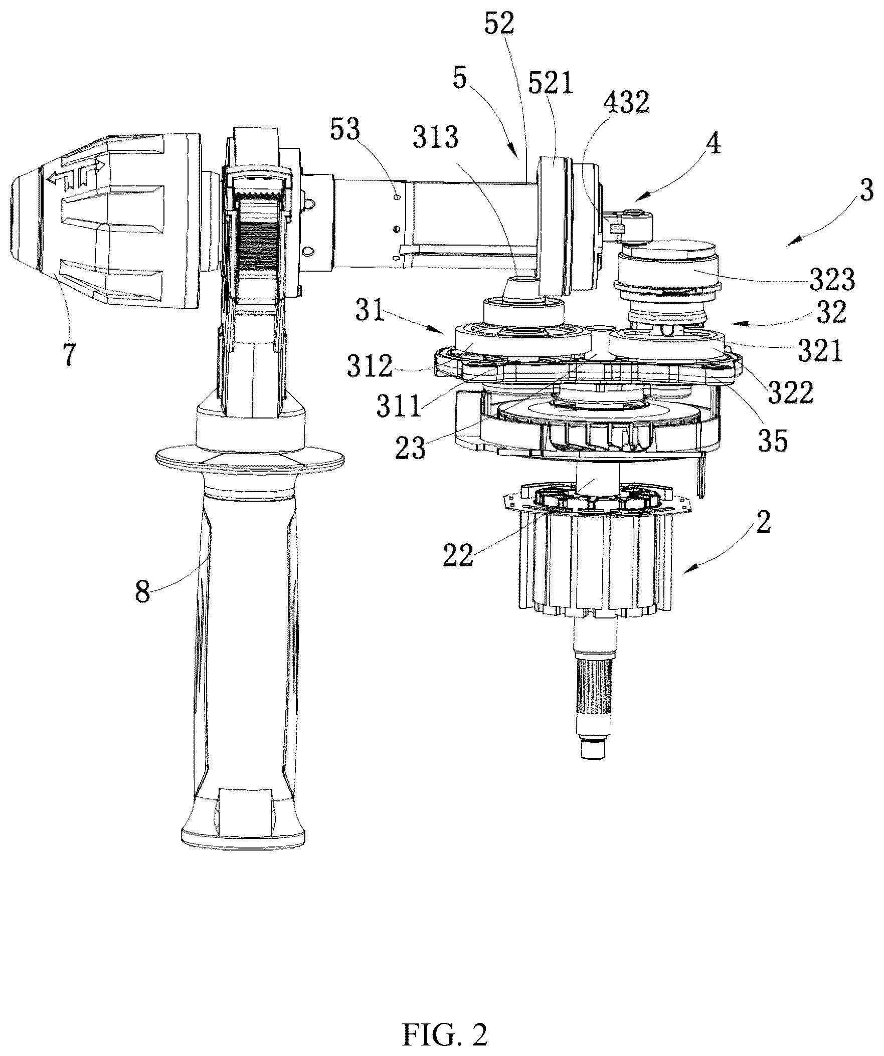 Patent US12318903 Figure 2 – Power tool and hammer drill