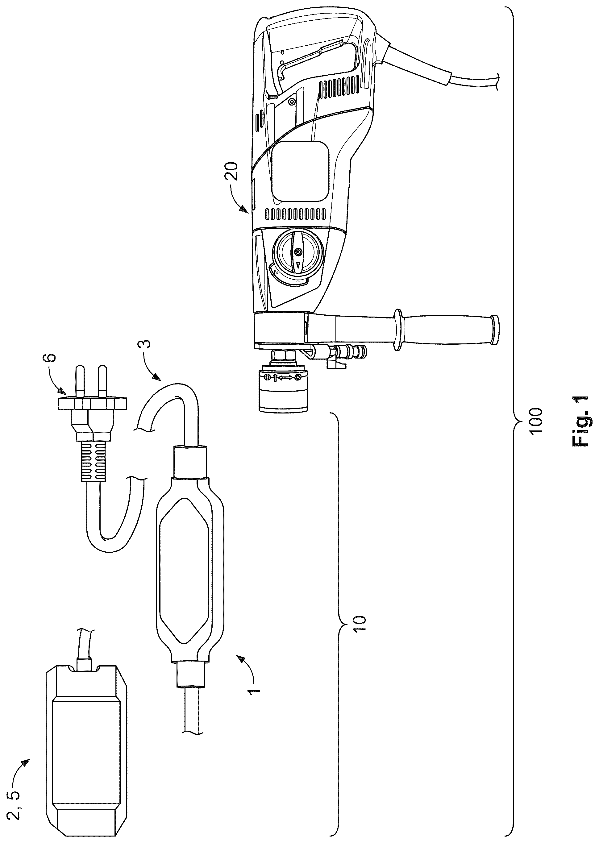 Patent US12318905 Figure 1 – Apparatus and system for supplying a power tool with electrical energy, and use of the apparatus for this purpose