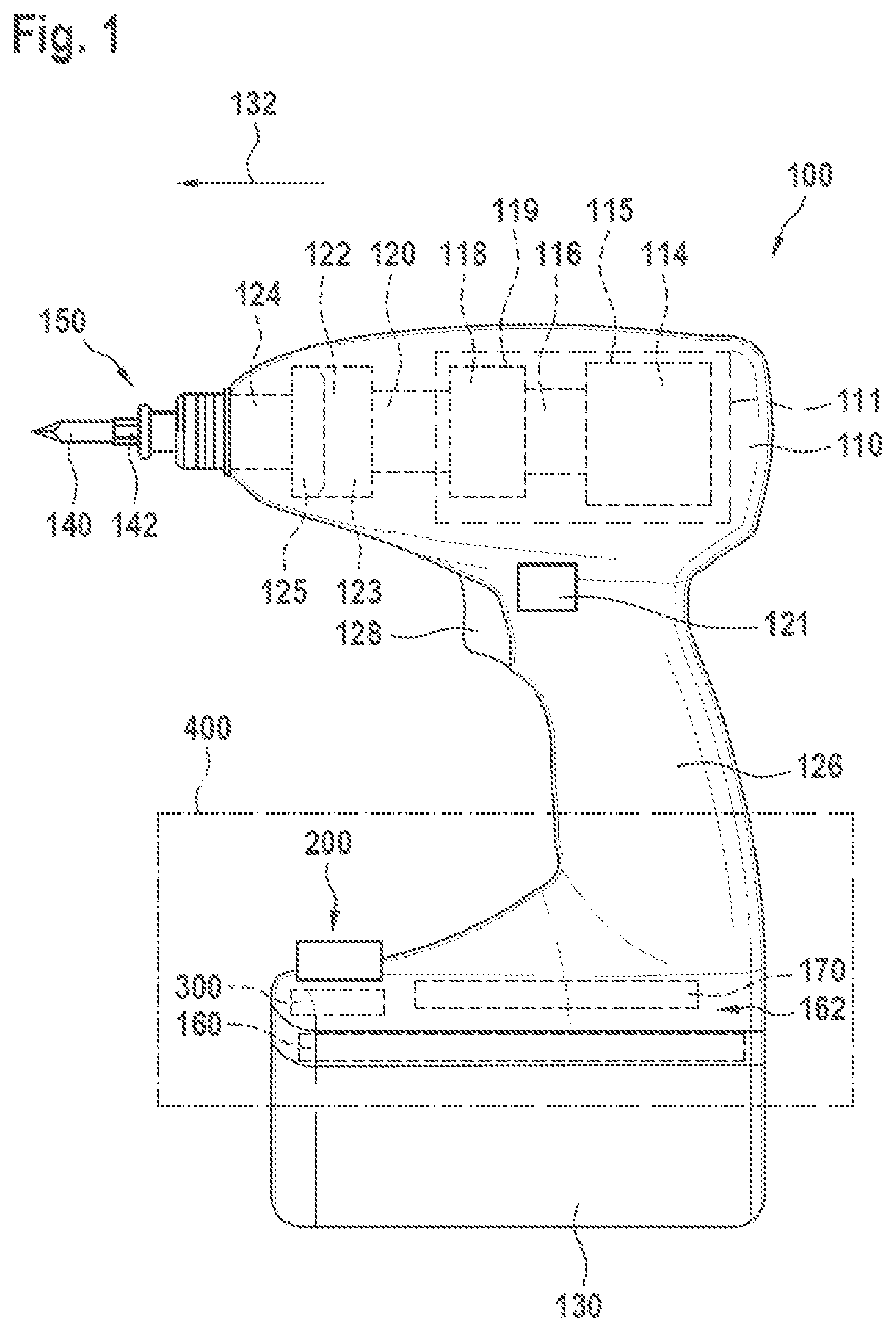 Patent US12318907 Figure 1 – Hand-held power tool