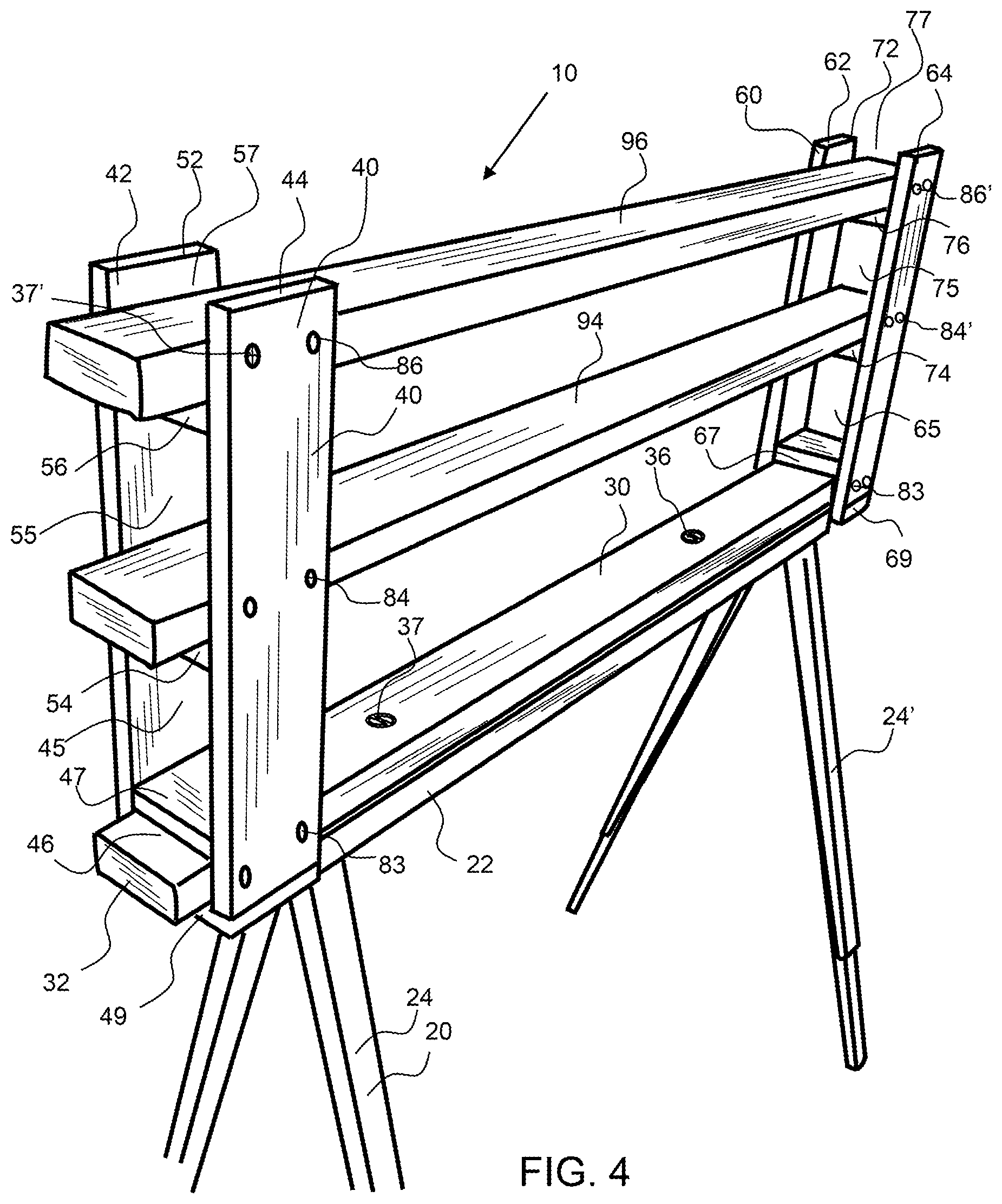 Patent US12318908 Figure 4 – Sawhorse extension rack system